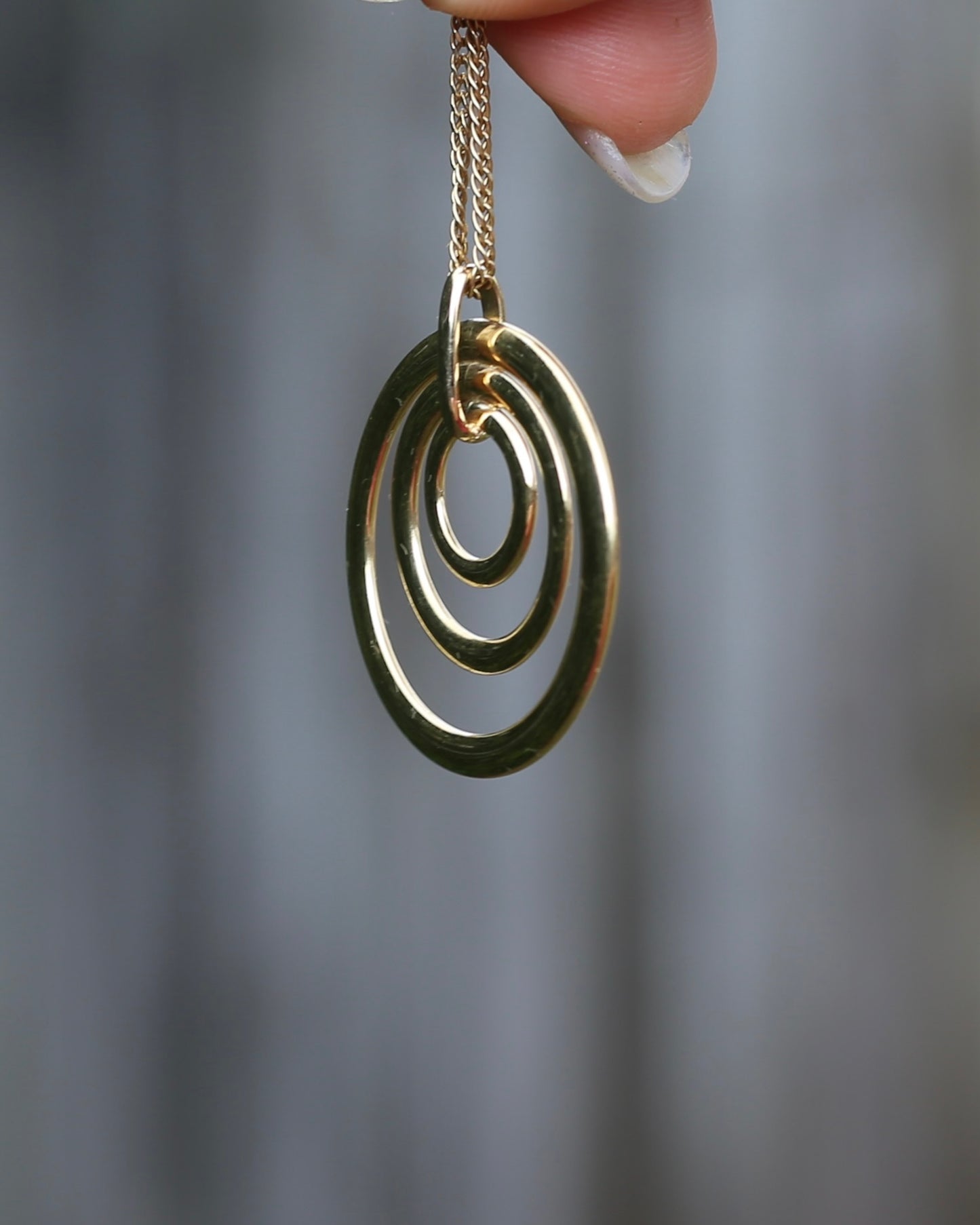 Italian Made Triple Eternal Ring Pendant, 9ct Yellow Gold, 2.24g