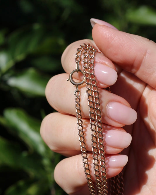 Vintage Old Rosey Gold Curb Chain with Bolt Clasp, 9ct Old Roey Gold, 67cm or 26.5 inches, 12.42g