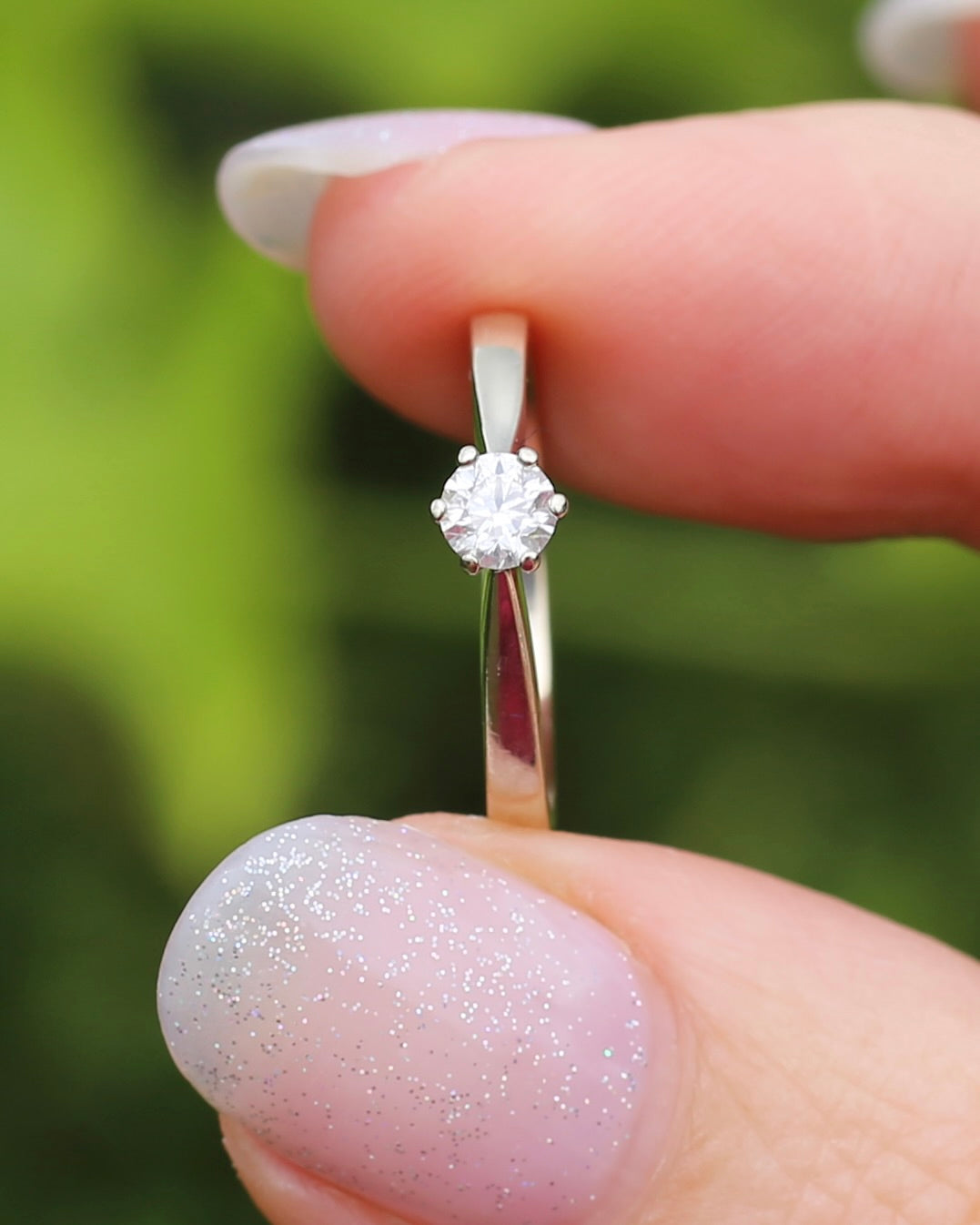 0.25ct Natural Diamond Solitaire, 18ct White Gold, 6 Claw, size L or 5.75, 2.09g