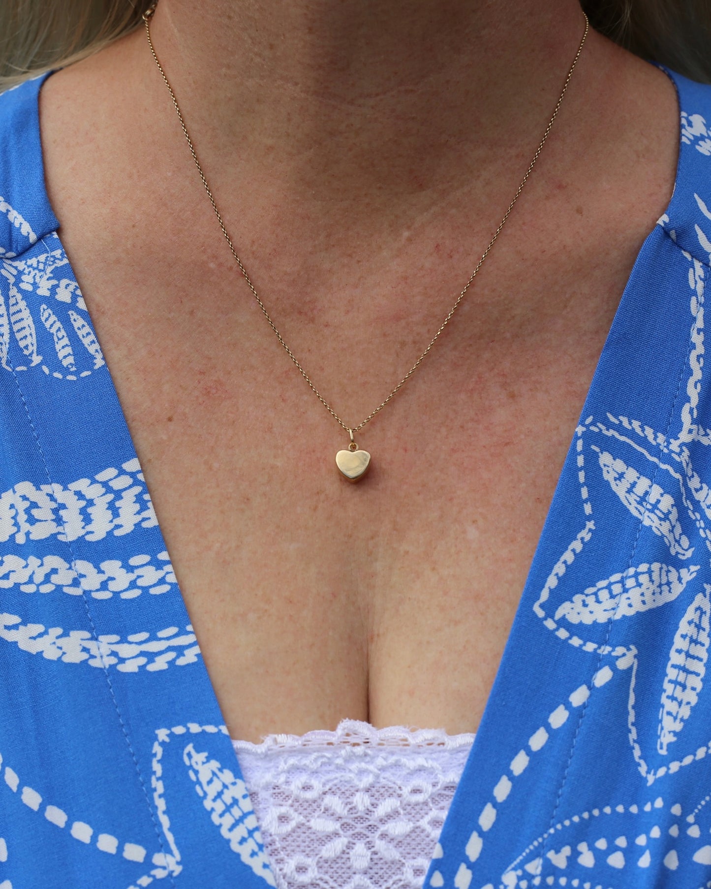 Puffy Heart Pendant, 9ct Yellow Gold, 0.93g