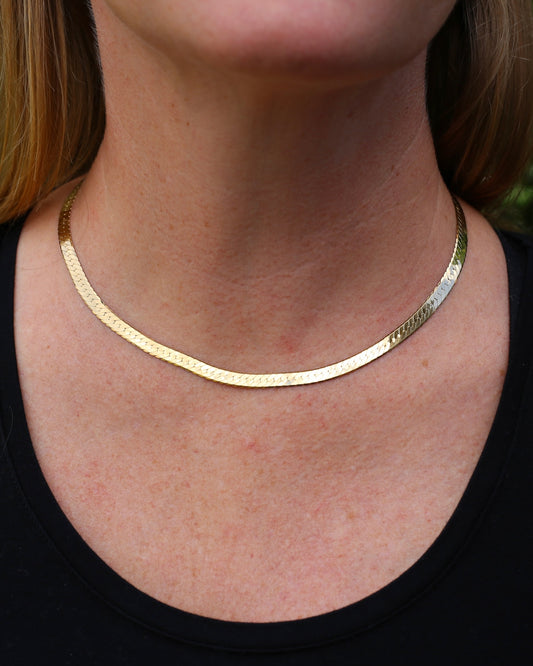 Italian Made 5mm Herringbone Slinky Chain, 9ct Yellow Gold, 42cm 13.35g