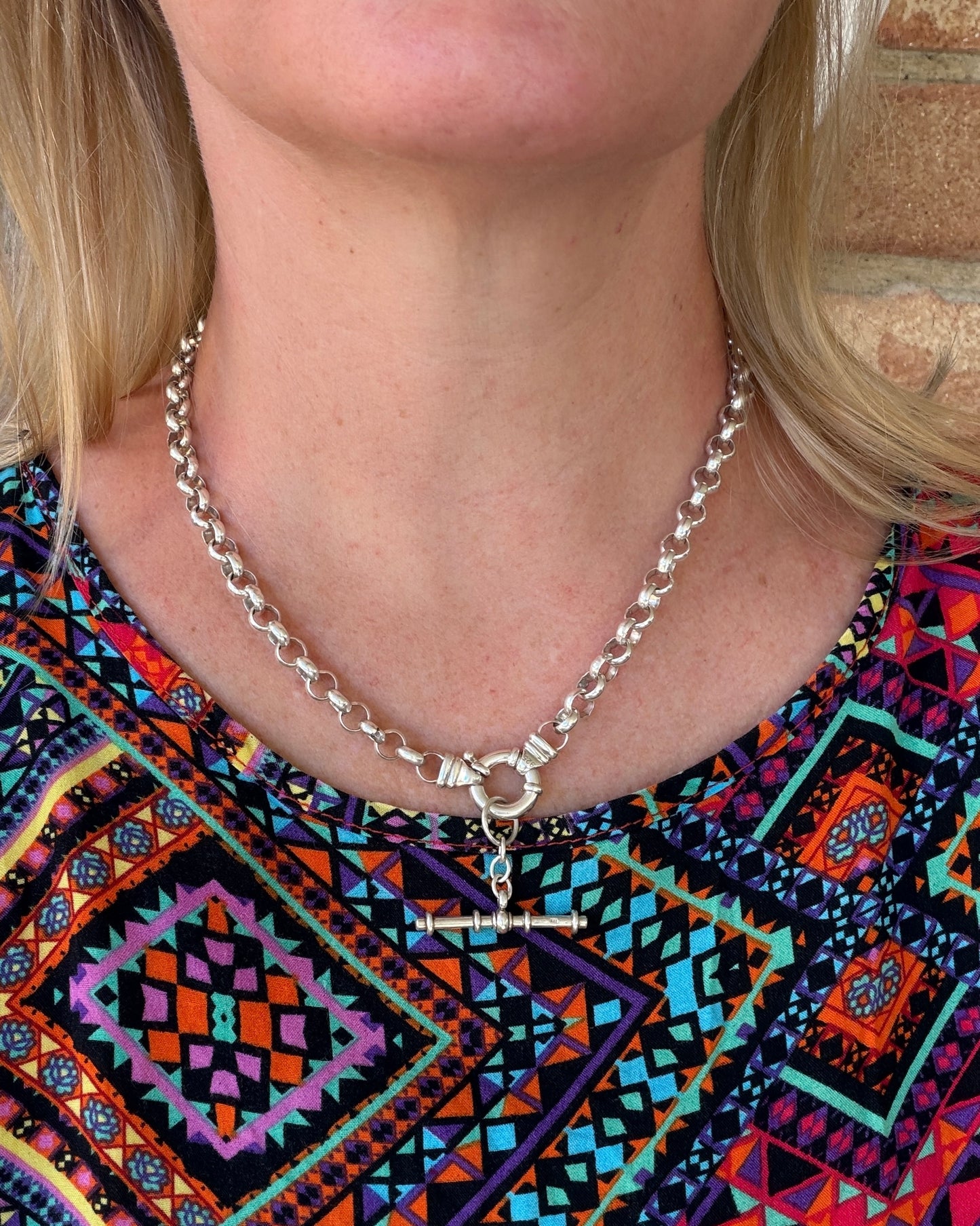 Chunky Silver Belcher Chain With Italian Bolt Clasp and large finals, 45.5cm or 18 inches, 36.9g