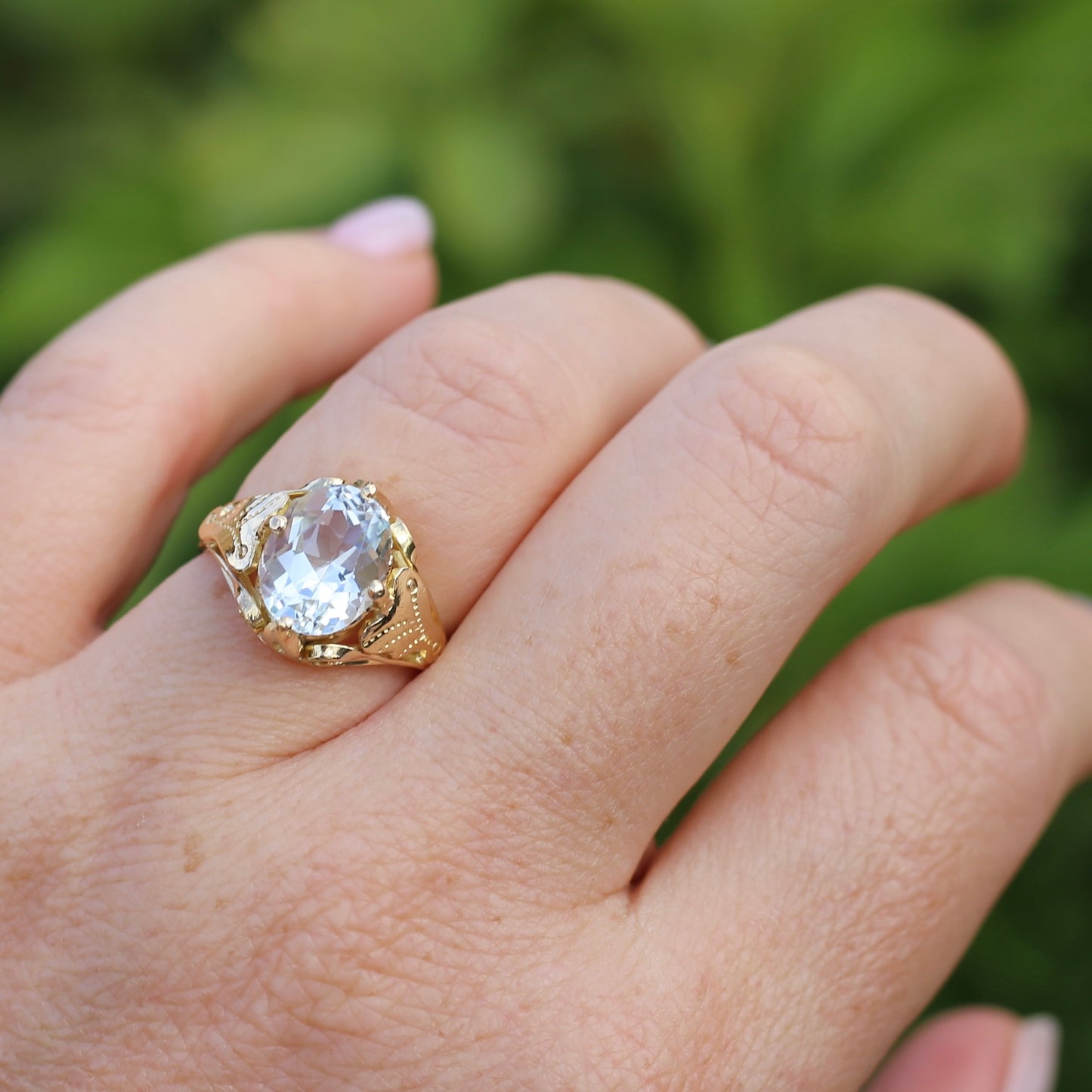 3.26ct Oval Natural Aquamarine in Hand Crafted 18ct Yellow Gold Ring, size P or 7.5, with Valuation