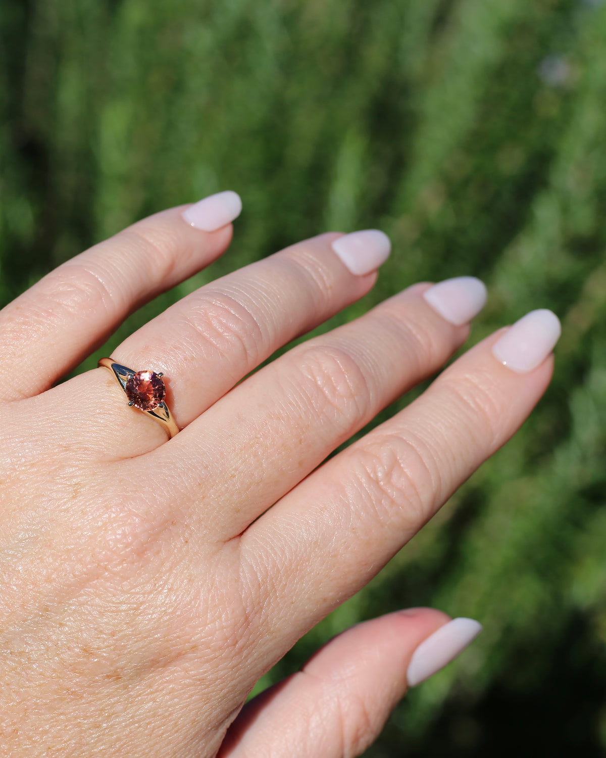 1.4ct Natural Peachy Orange Tourmaline Ring, 9ct Yellow Gold, size N1/2 or 7, 1.51g