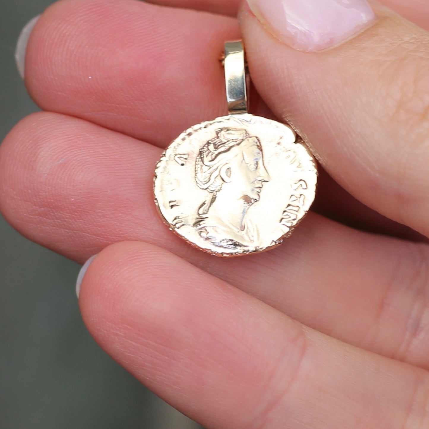 Faustina the Elder Coin Pendant,Cast From a 141-161AD Silver Denarius, avail in  Silver and Gold