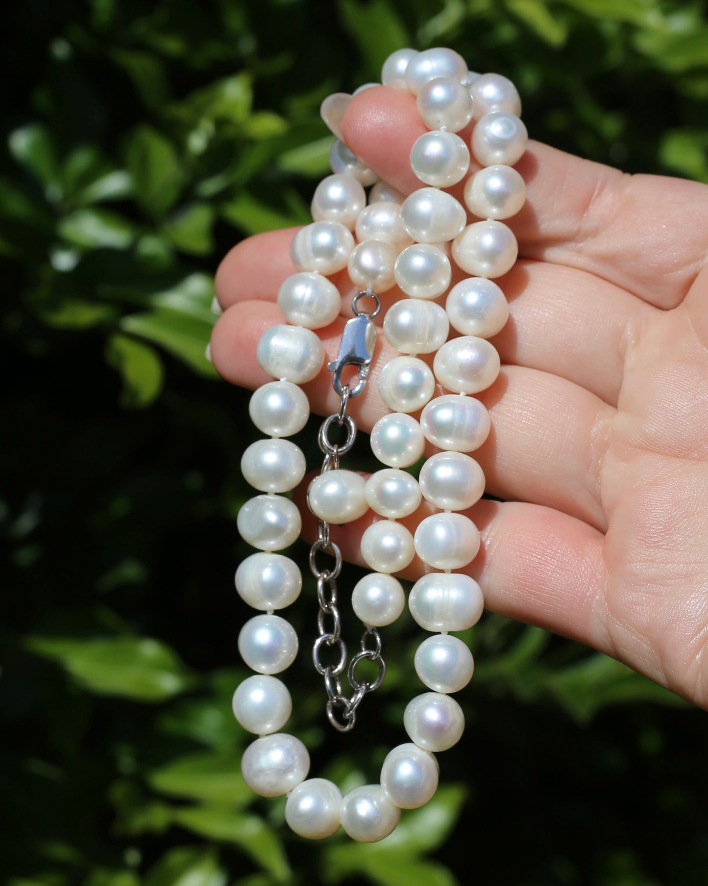 Freshwater Pearl and Silver Necklace, 44-50cm variable length, 57.5g
