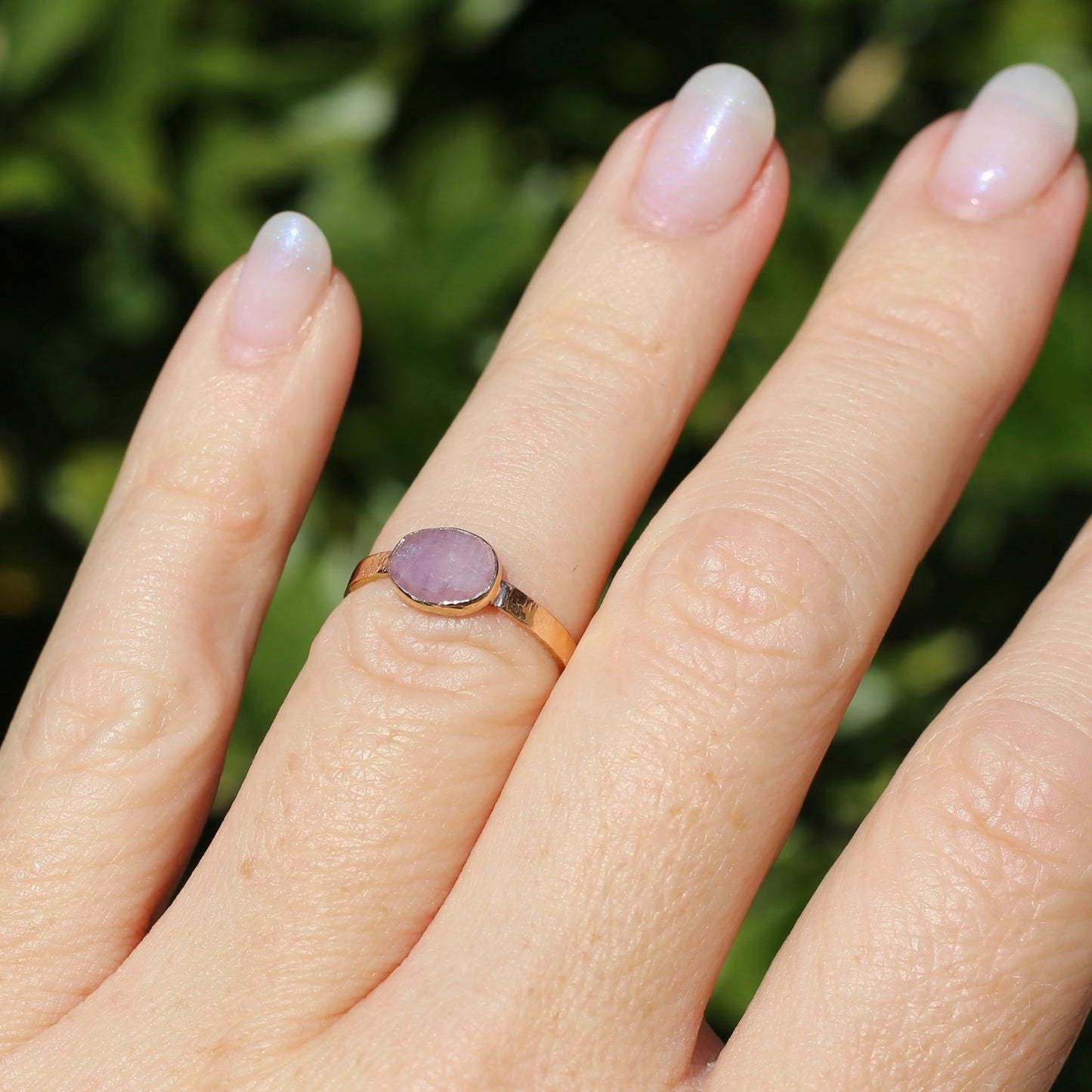 Rose Cut Pink Sapphire Ring, 14ct Rose Gold, size 6 or L1/2