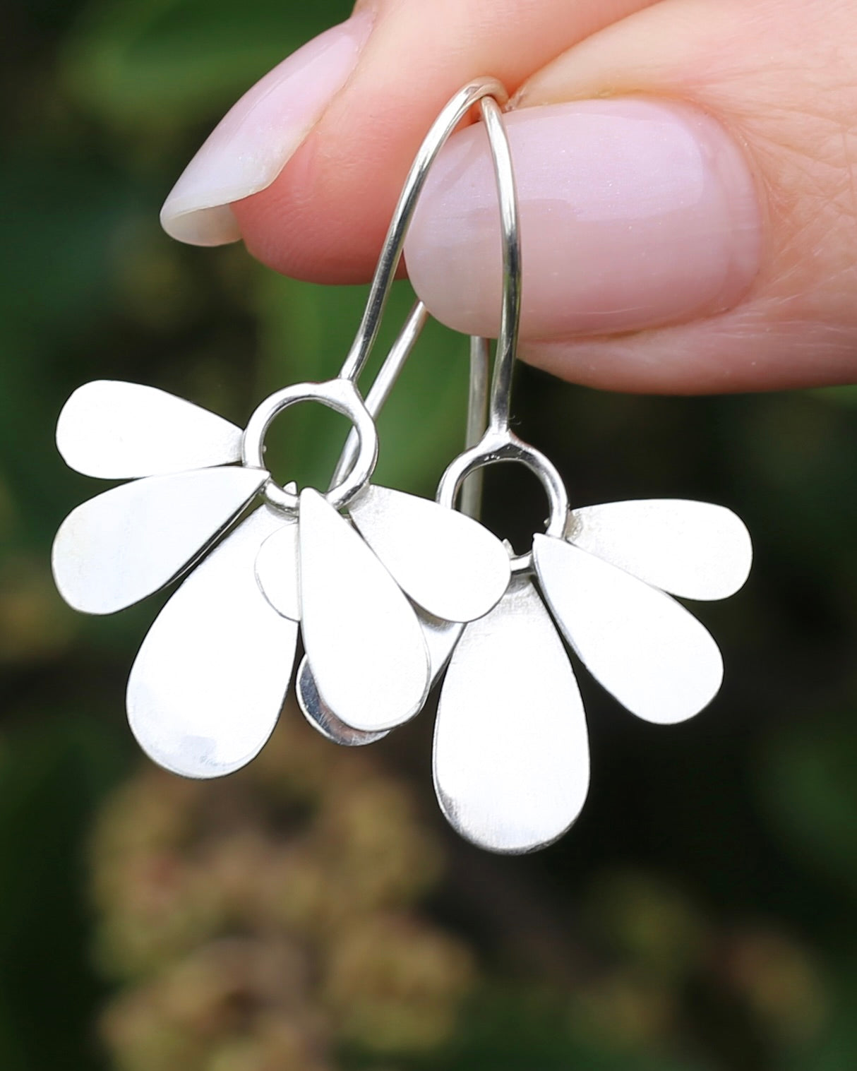 Hand Made Floral Inspired Earring Wires, Sterling Silver, 3.83g