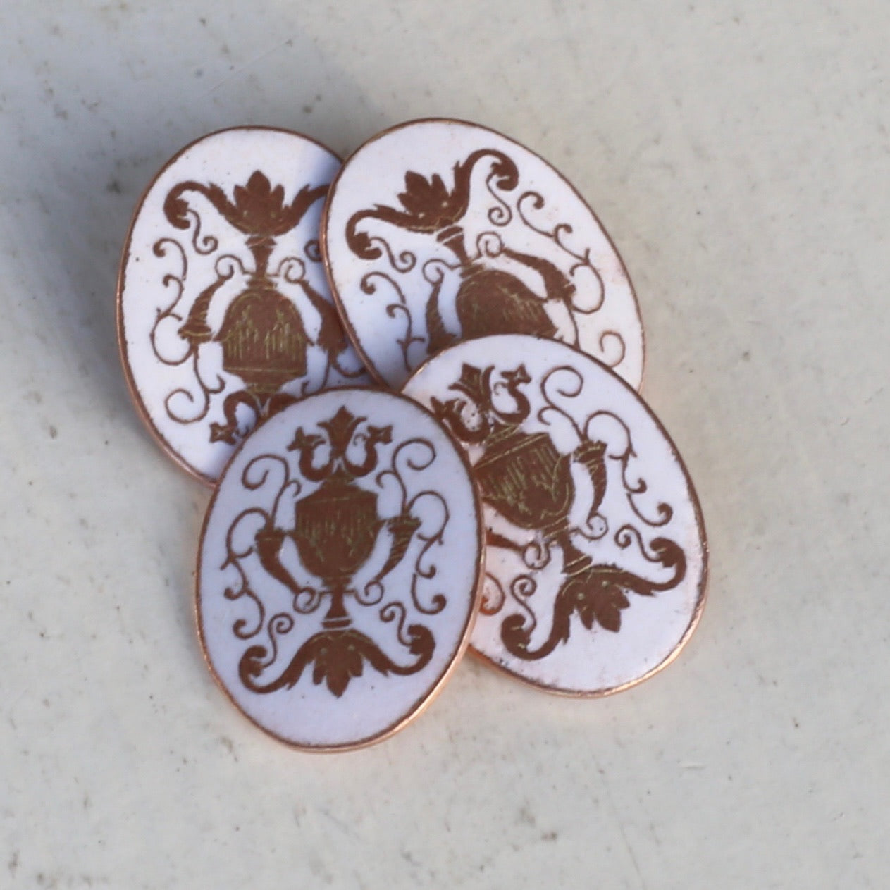 Early Australian APEX Enamel & Rose Gold Cufflinks, 7.87g 9ct Rose Gold