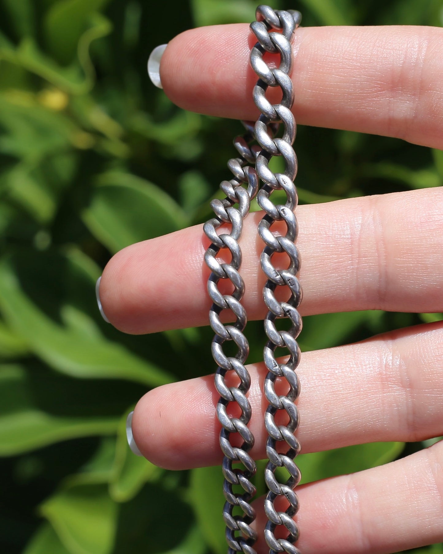 Vintique Uk Made Graduated Curb Sterling Silver Single Watch Chain with Albert Swivel, 34cm or 13.5 inches, 25.9g