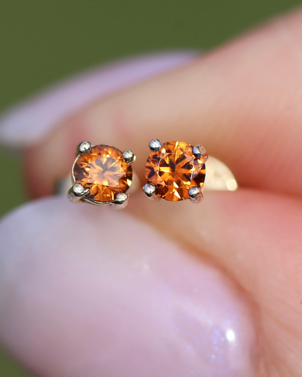 0.3ct Vibrant Burnt Orange Australian Zircon Studs, 9ct Yellow Gold, 0.48g