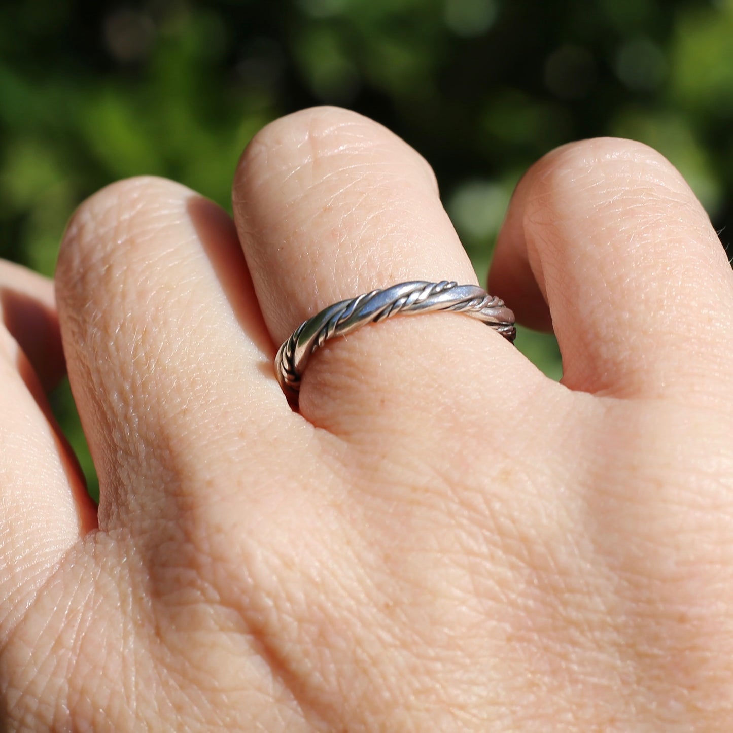 Twisted Rope Ring, Sterling Silver, size O or 7.25