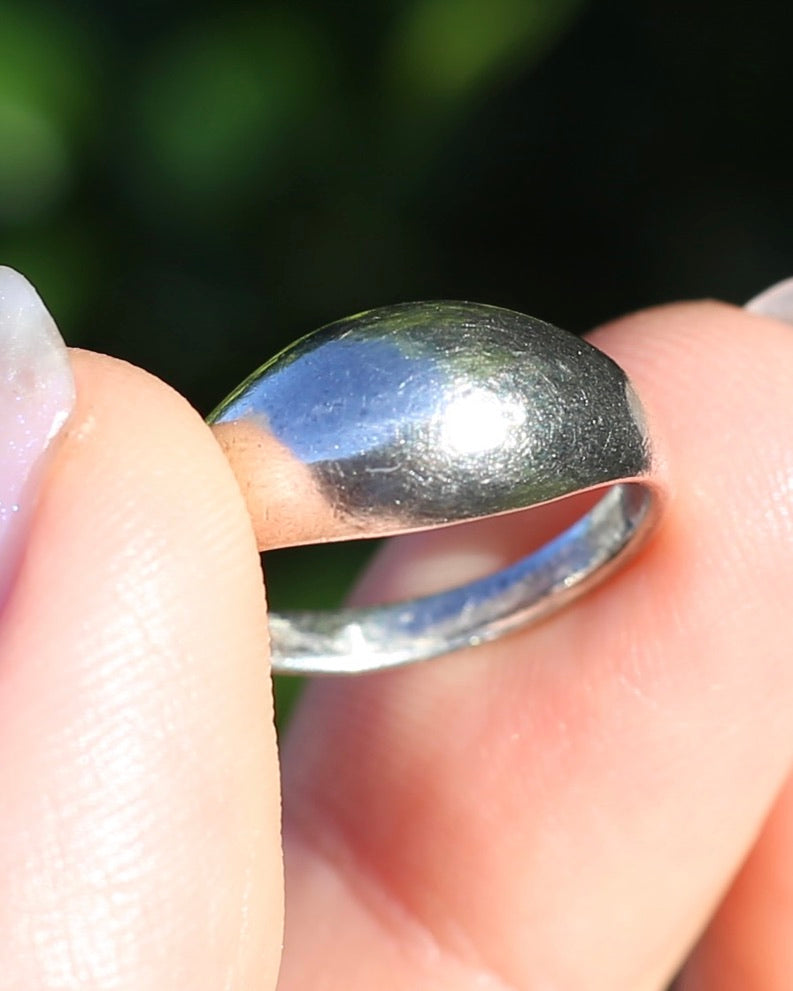 Vintage Silver Bombe Ring, Sterling Silver, size 6.25 or M, 2.6g