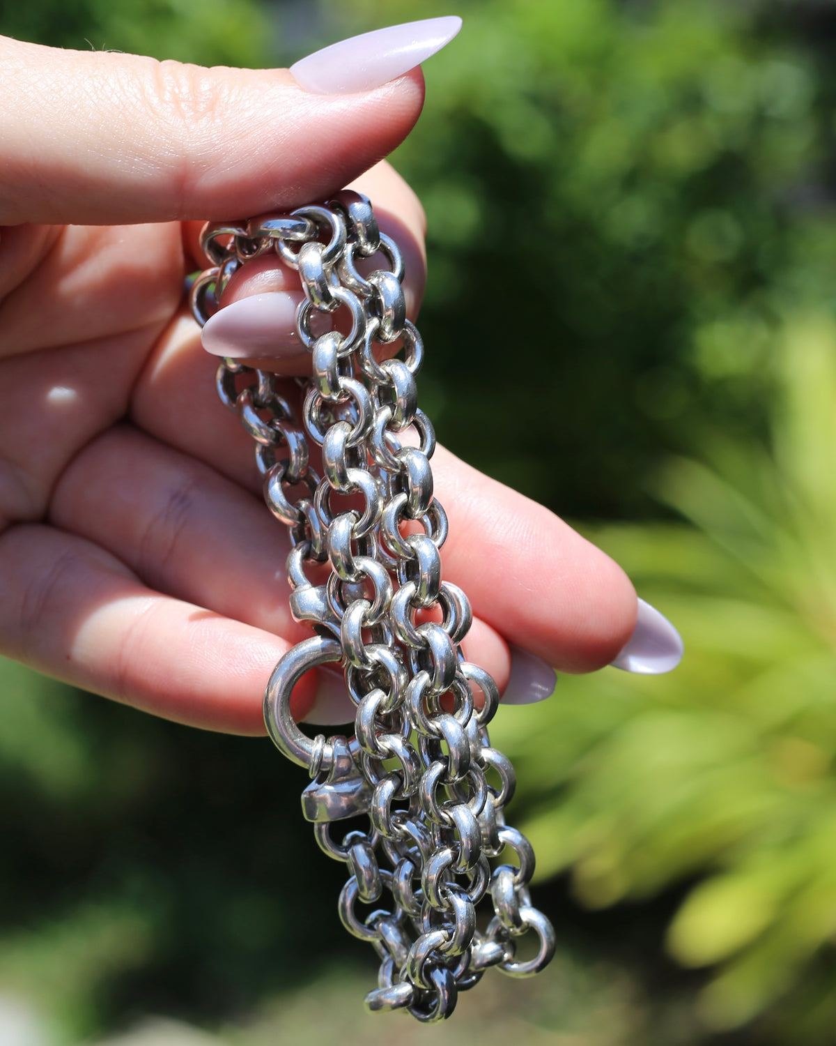 Fabulous Italian Made Semi Hollow Silver Cable Chain with Large Bolt Clasp, 40.4g, 45.75cm or 18 inches