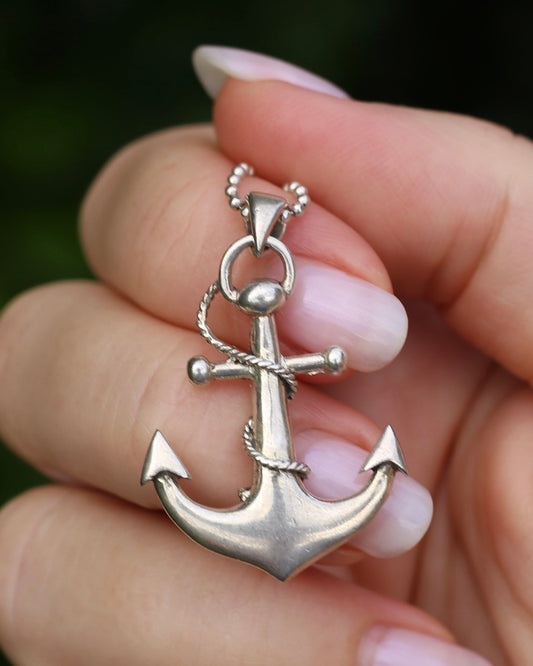 Anchor and Rope Pendant, Sterling Silver, 6.55g