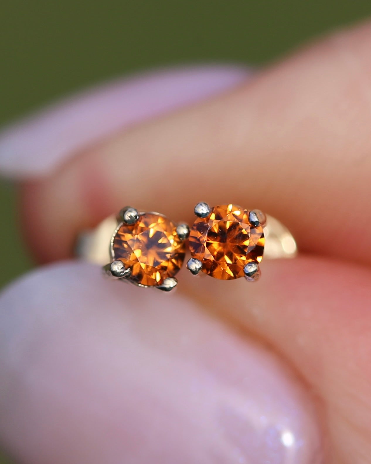 0.3ct Vibrant Burnt Orange Australian Zircon Studs, 9ct Yellow Gold, 0.48g