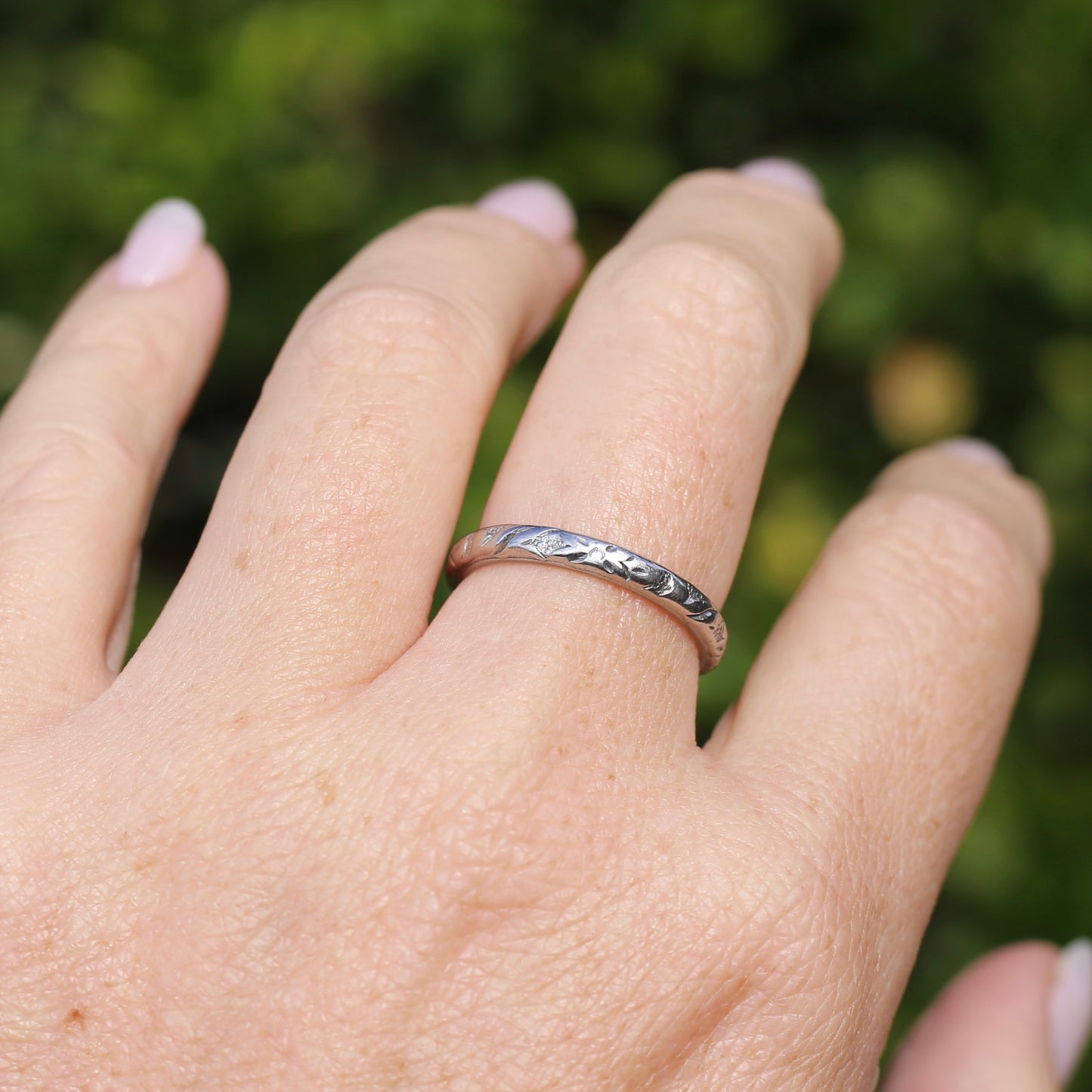 1940s Palladium Orange Blossom Wedding Ring, Palladium, size R1/2 or 9