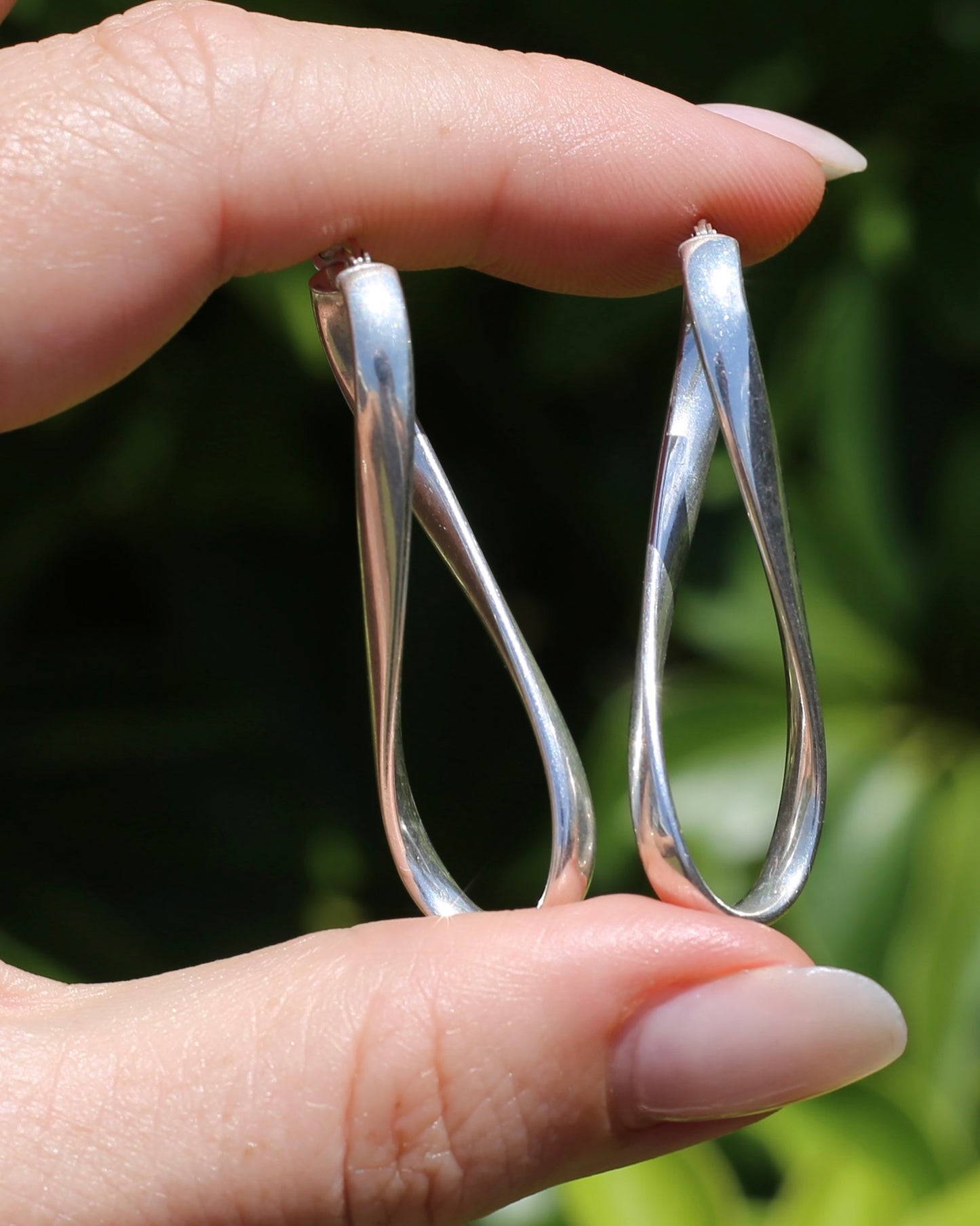 Italian Made Silver Hollow Infinity Hoop Earrings, Sterling Silver, 4.3g