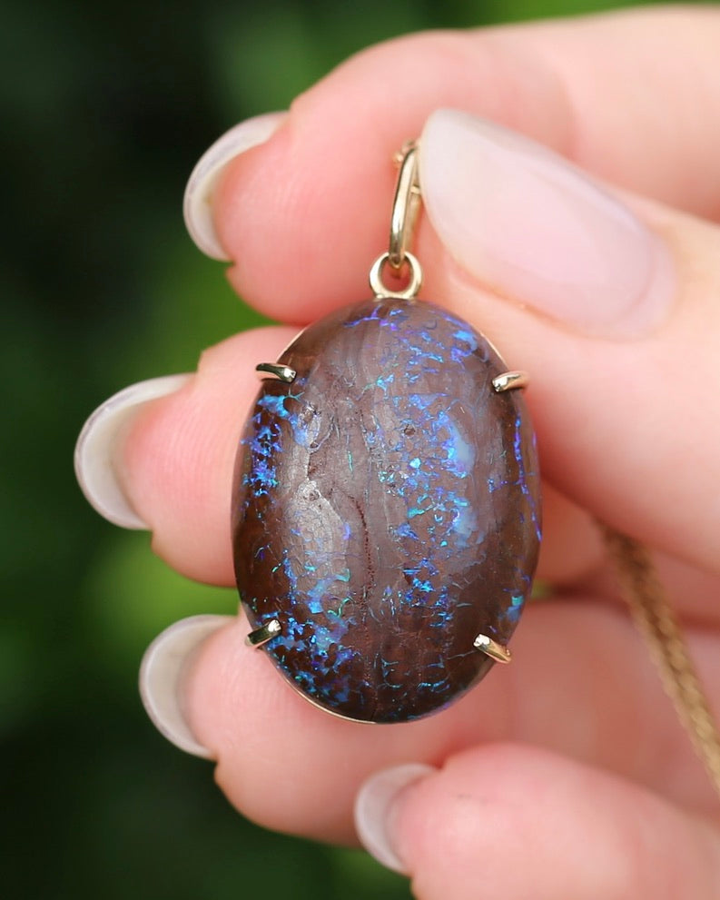 Australian Boulder Opal Pendant, 9ct Yellow Gold, 5.41g