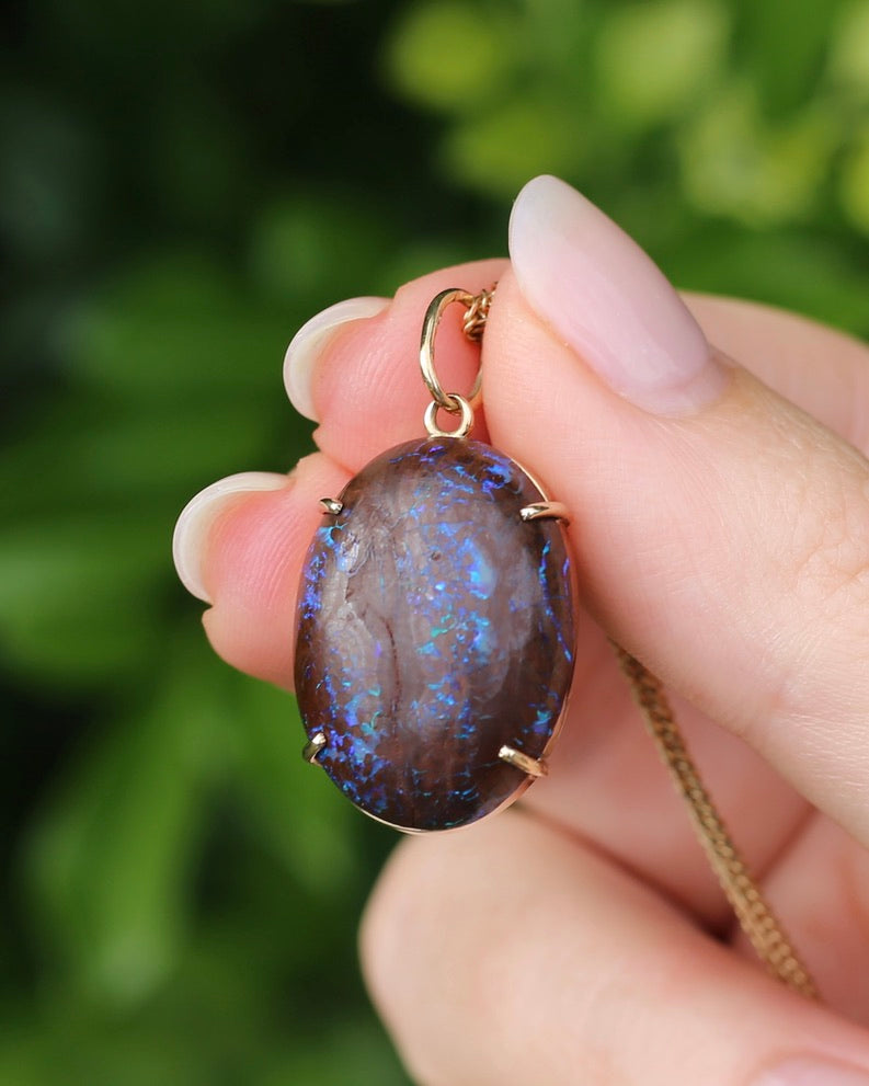 Australian Boulder Opal Pendant, 9ct Yellow Gold, 5.41g