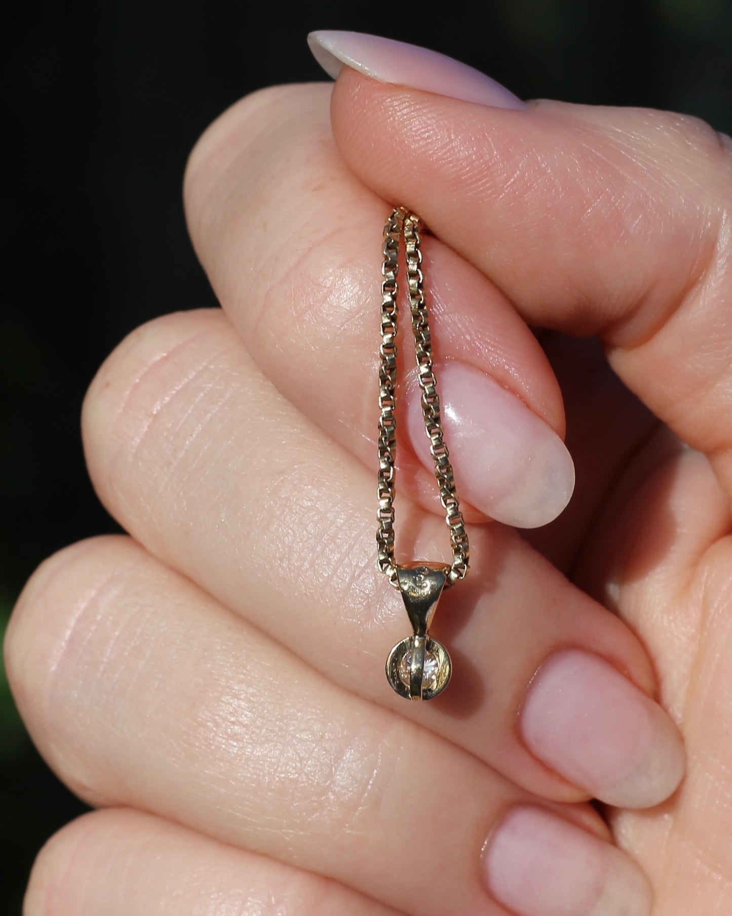 Vintage 0.2ct Natural Diamond Bezel Set Pendant, 9ct Yellow Gold, 0.45g