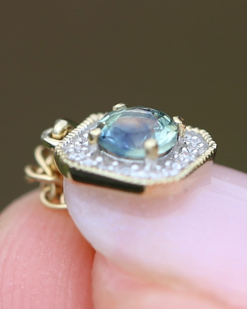 4mm Parti and Diamond Pendant, 9ct Yellow and White Gold, 0.52g