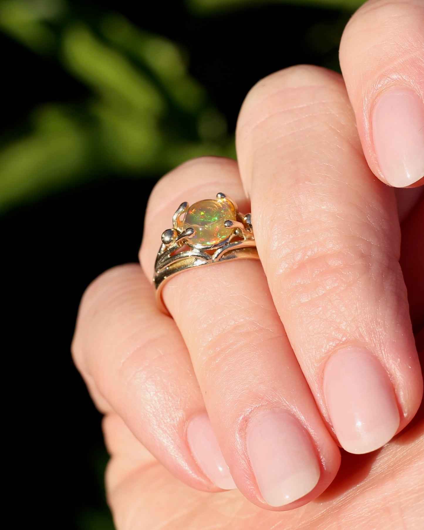 Mexican Opal Cabochon Ring, 14ct Yellow Gold, size 6 or L1/2
