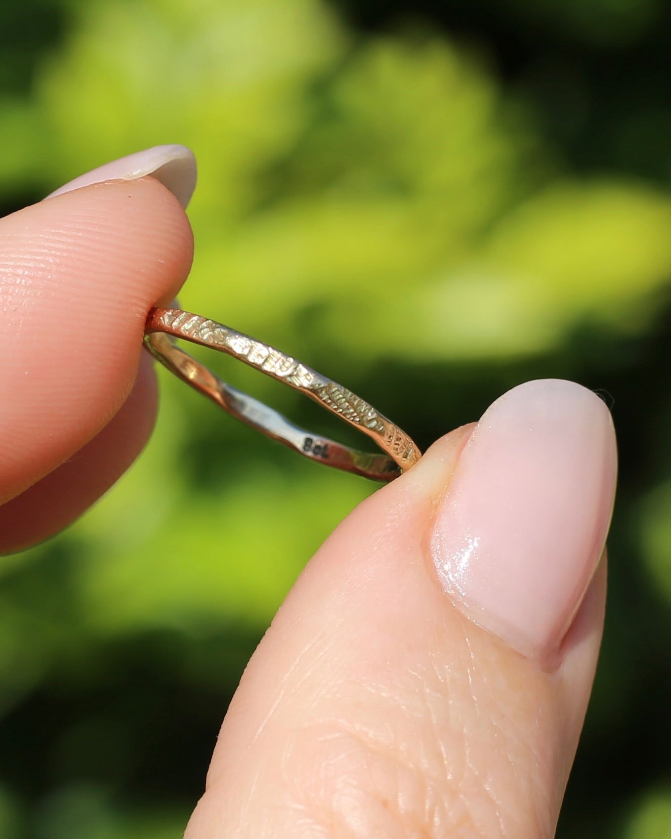 Vintage Rustic Gold Ring, 9ct Yellow Gold, size P or 7.5, 1.1g