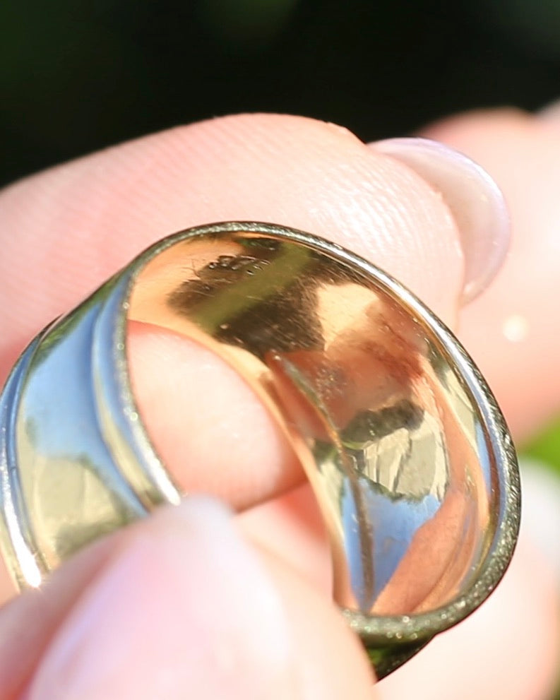 Chunky 12.8mm Domed Ring, 9ct Yellow Gold, size P1/2 or 8 (fits more like O1/2), 5.66g