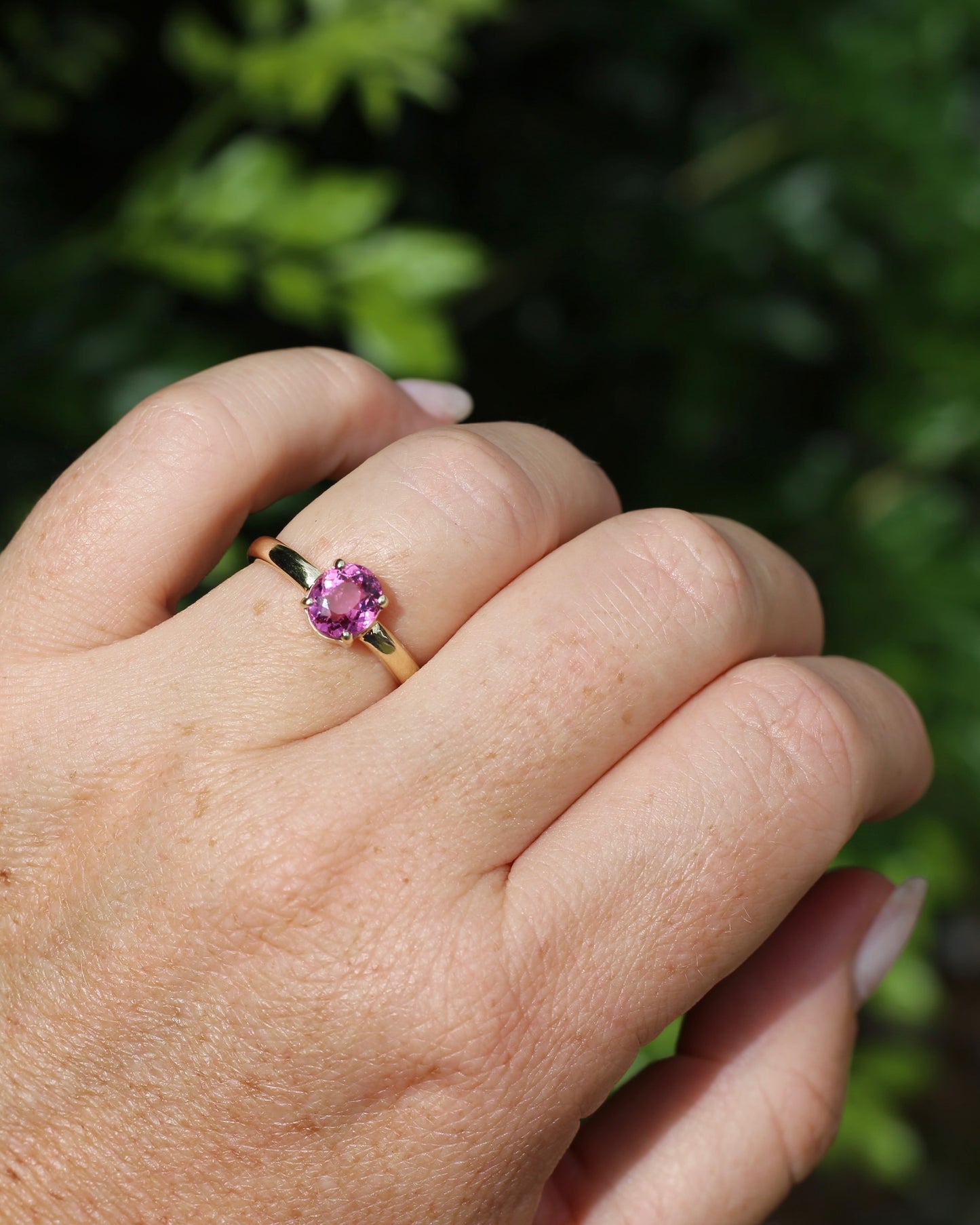 1.28ct Oval Natural Pink Rubellite Tourmaline, Claw Set in 9ct Yellow Gold, size 9 or S