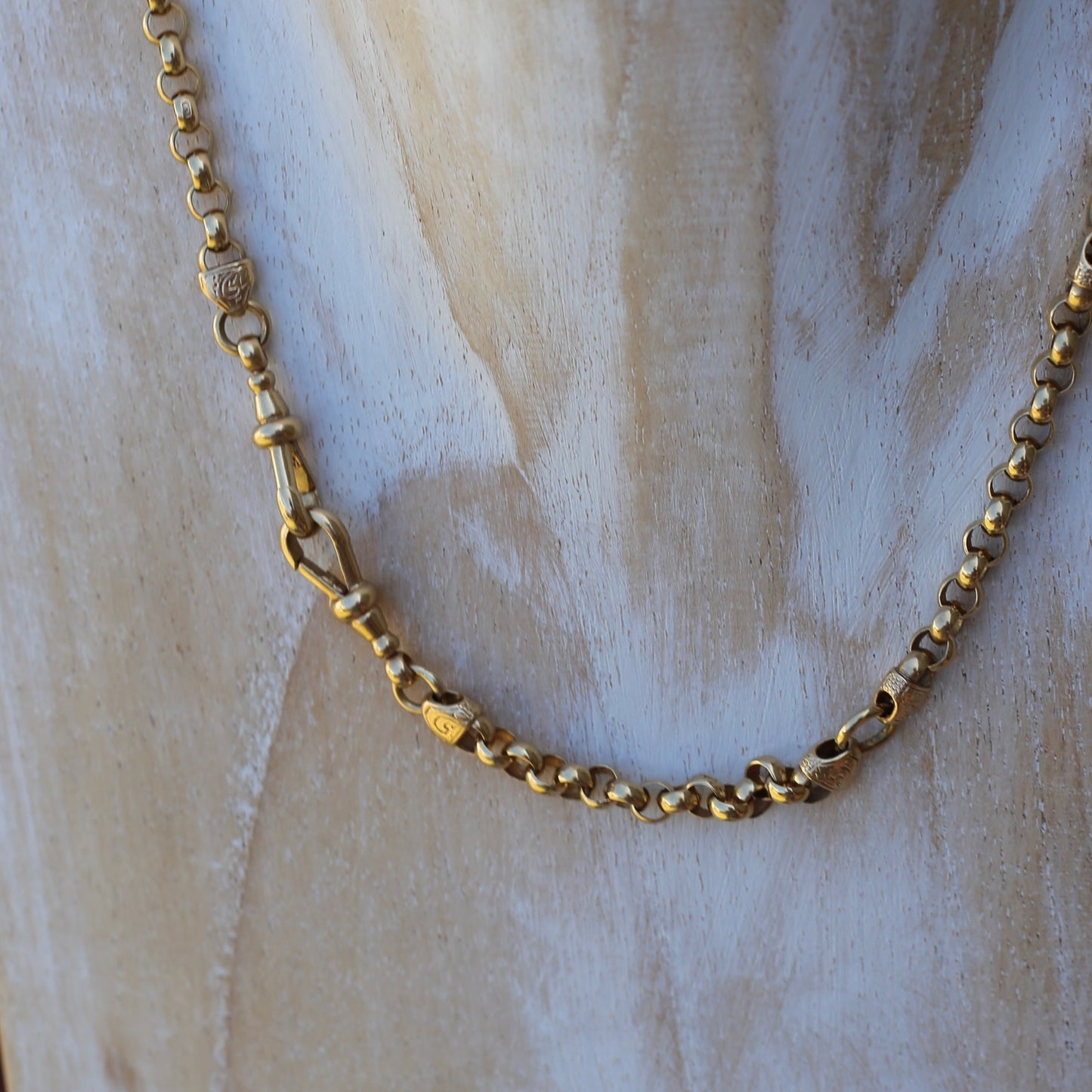 Vintage Belcher Chain with Gorgeous links and Double Albert Clasp, 9ct Gold, 49cm 23.62g