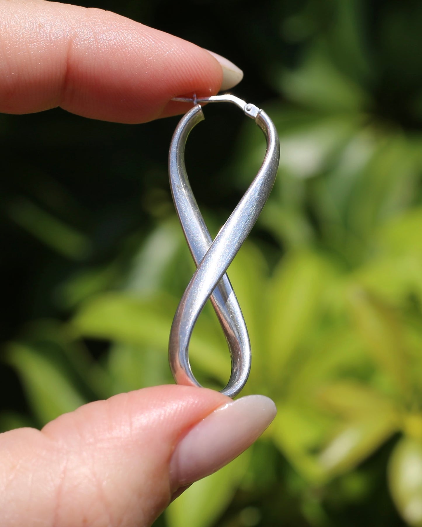 Italian Made Silver Hollow Infinity Hoop Earrings, Sterling Silver, 4.3g