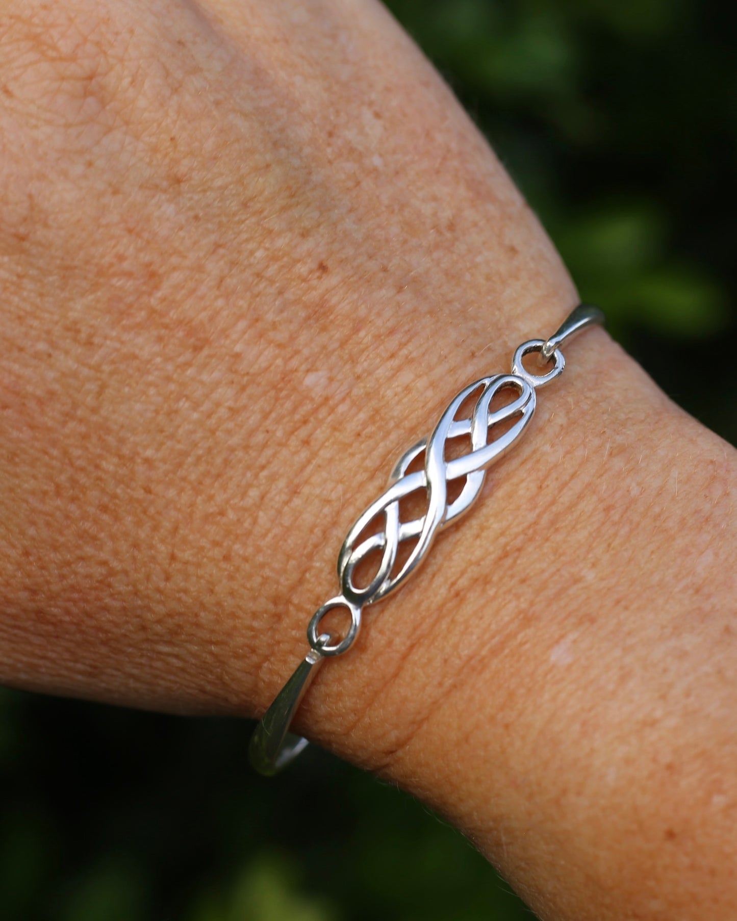 Vintage Celtic Knot Bangle, Sterling Silver, 10.95g