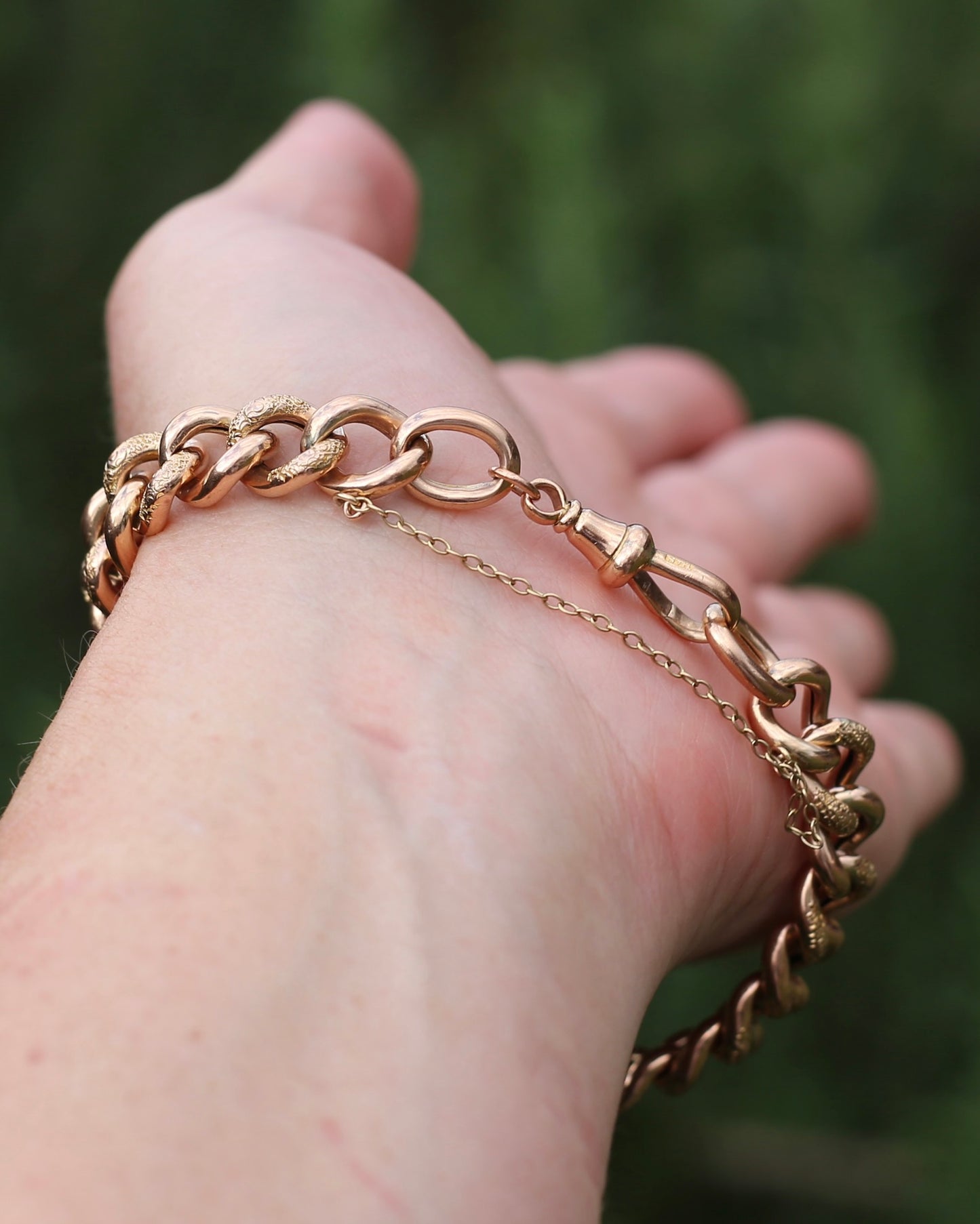 20.5cm Old Rose Gold Semi Hollow Day and Night Bracelet, 9ct Old Rose Gold, 17.29g