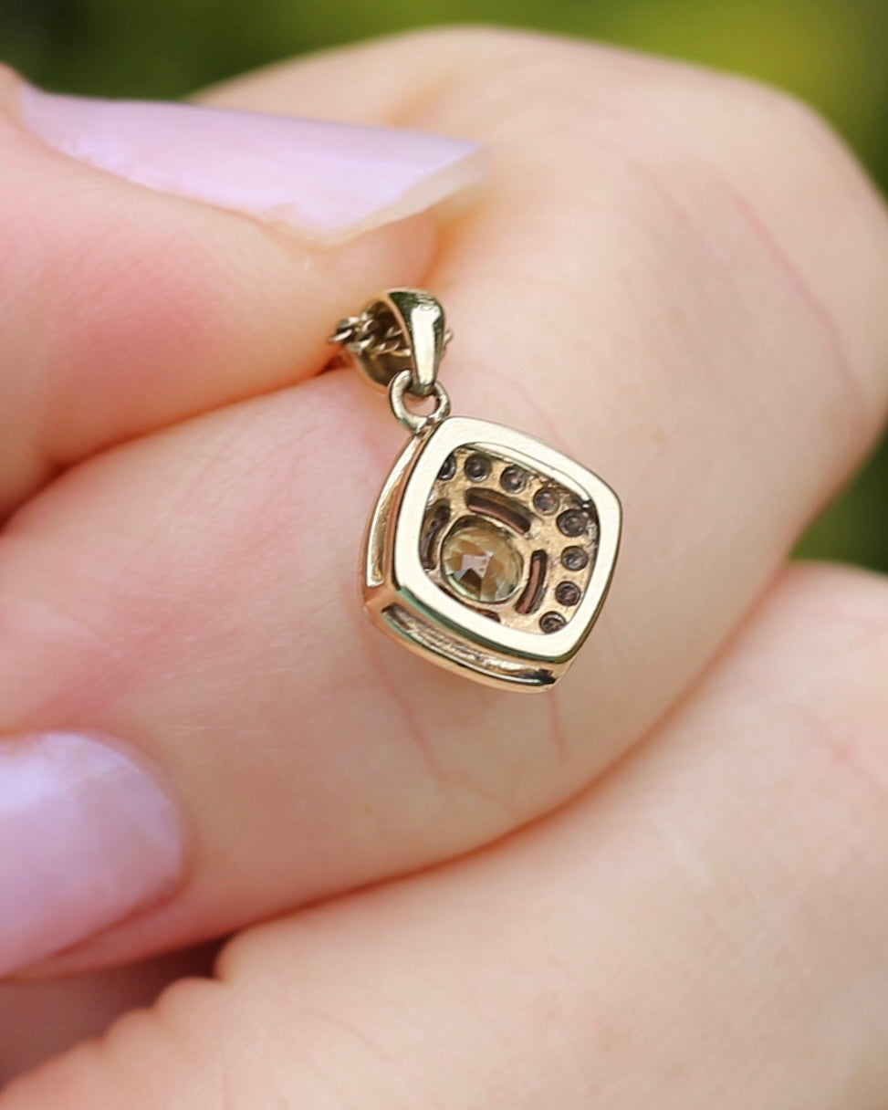 0.45ct Parti and Diamond Pendant, 9ct Yellow and White Gold, 0.9g