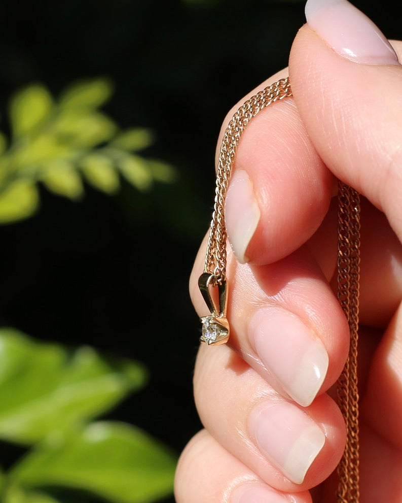 0.2ct Natural Diamond Claw Set Pendant, 18ct Yellow Gold, 0.48g