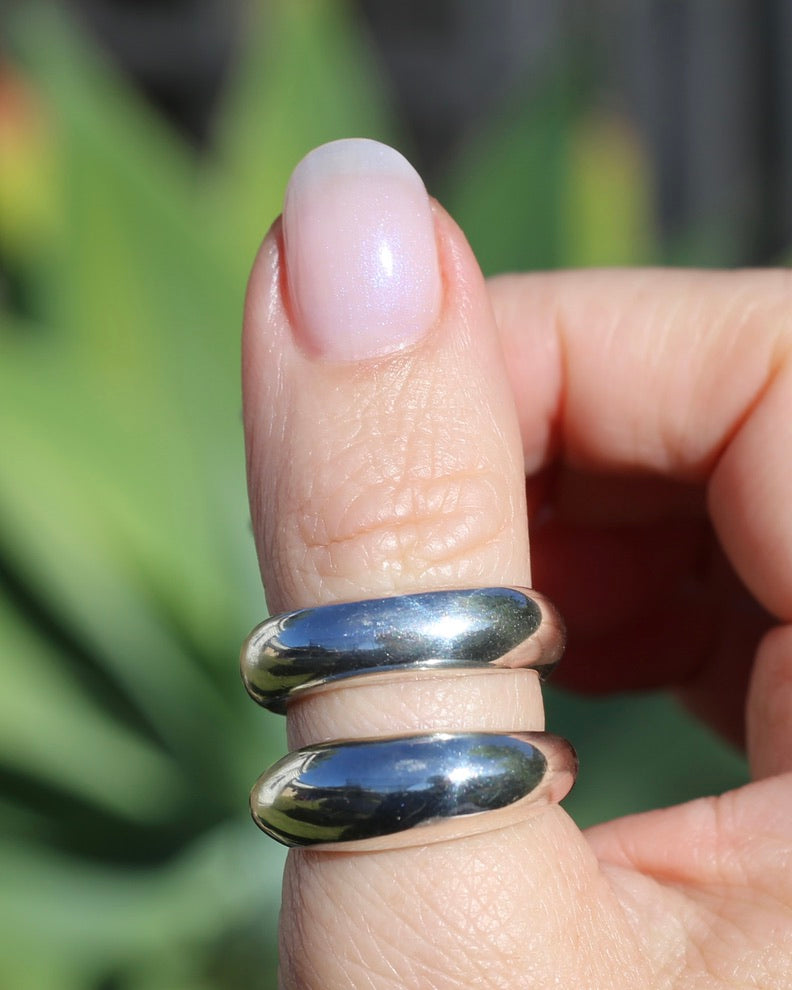 Structural Double Band Silver Ring, Sterling Silver, size R1/2 or just under 9, 12g