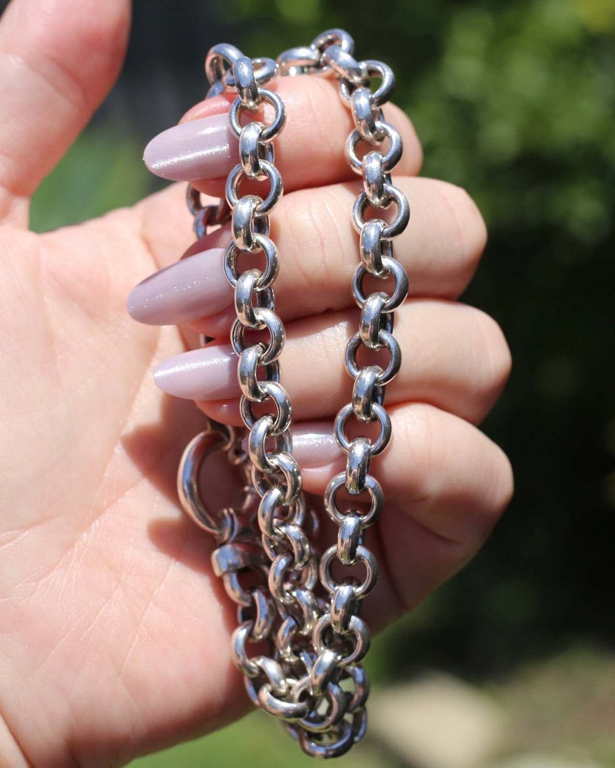Fabulous Italian Made Semi Hollow Silver Cable Chain with Large Bolt Clasp, 40.4g, 45.75cm or 18 inches
