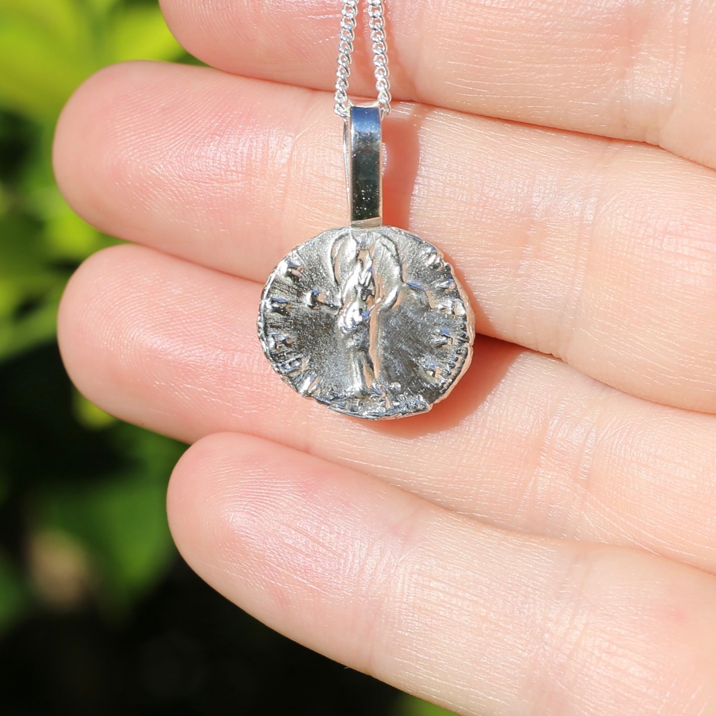 Eternity Pendant - Roman Goddess Aeternitas or Providentia, Cast From a 141-161AD Silver Denarius, avail in  Silver and Gold