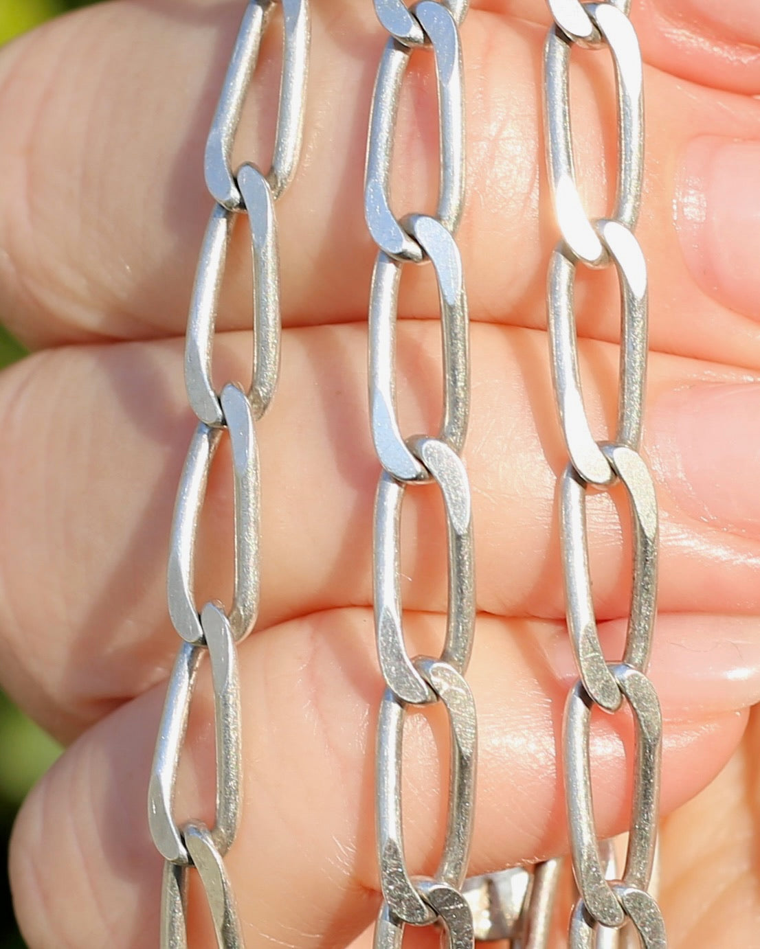 Italian Made Oval Curb Link Silver Chain, Paperclip Feels, 27.52g, 72cm