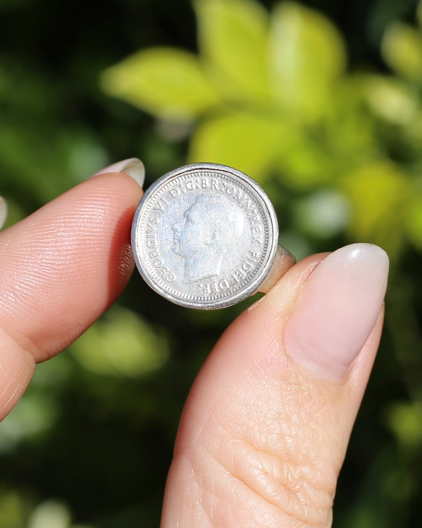 1952 Threepence Piece Silver Ring, 7.1g, size O or 7