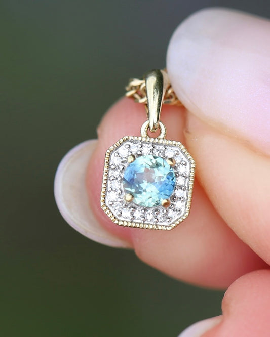 4mm Parti and Diamond Pendant, 9ct Yellow and White Gold, 0.52g