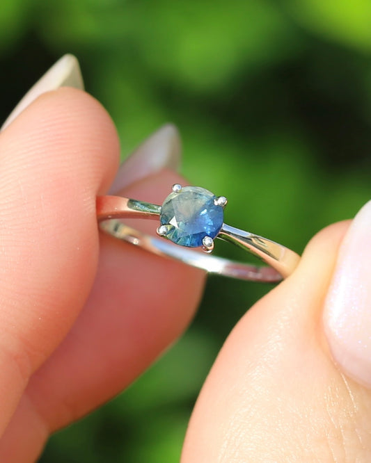 0.6ct Bi-Colour Natural Sapphire Ring, Sterling Silver, size M or 6.25