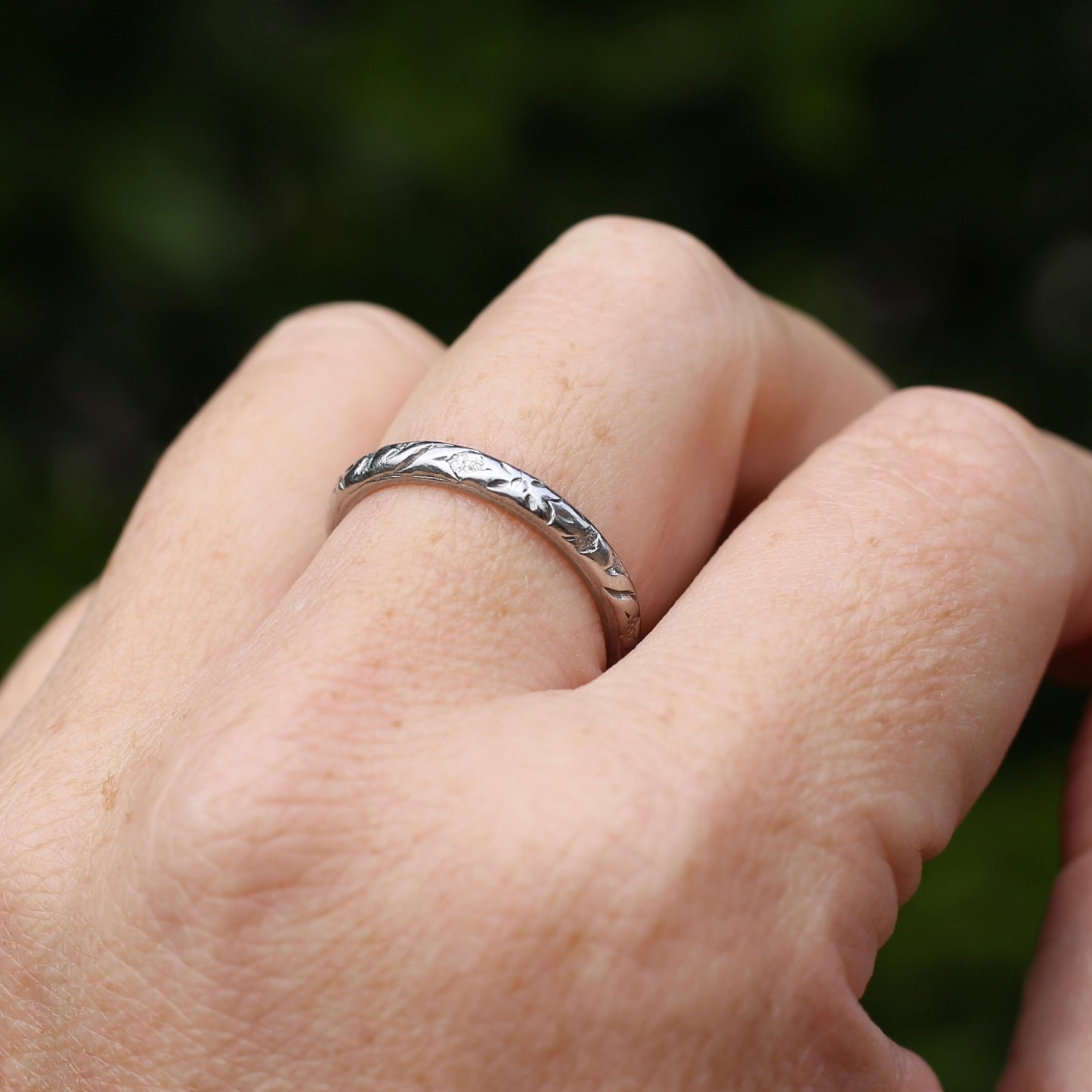 1940s Palladium Orange Blossom Wedding Ring, Palladium, size R1/2 or 9