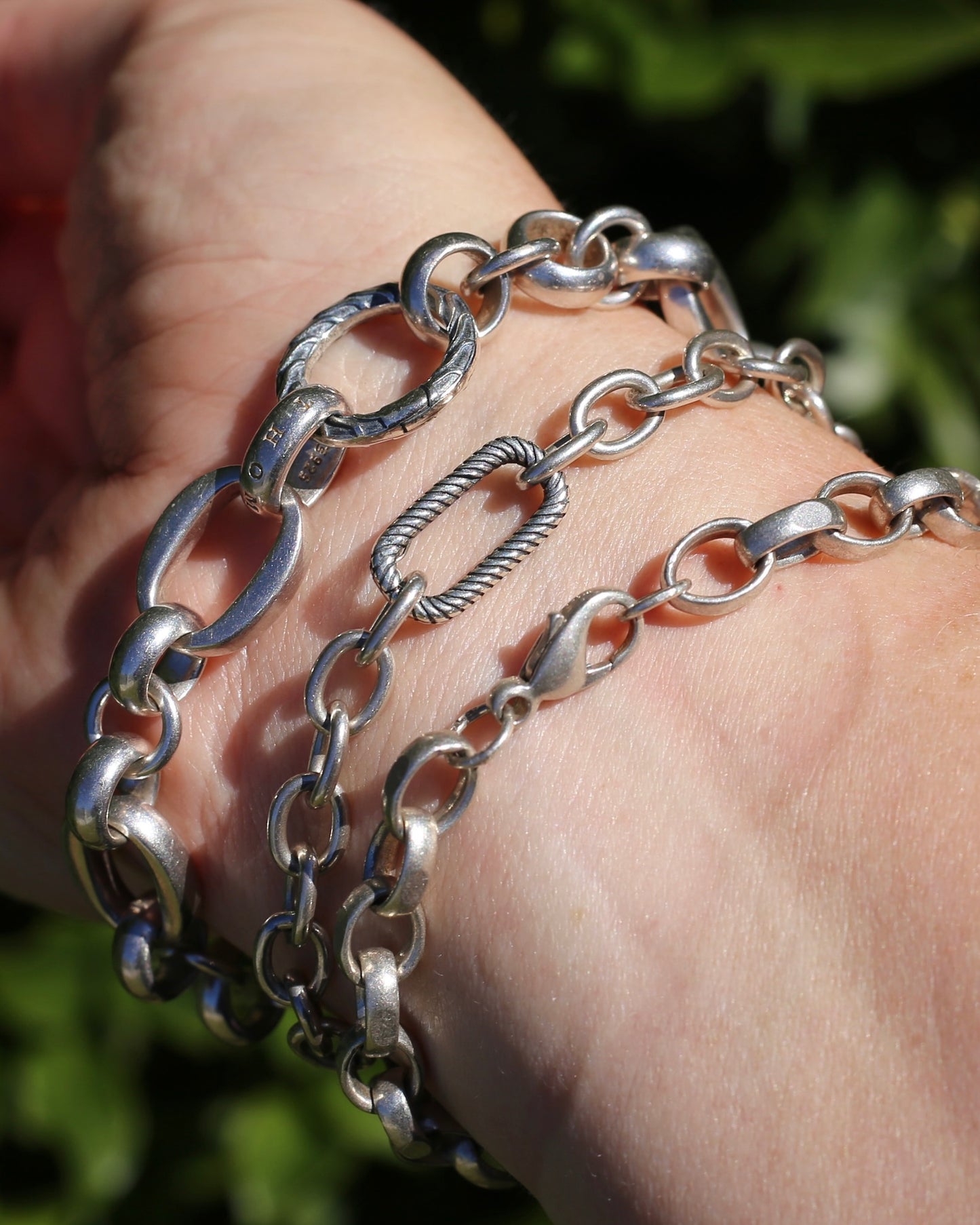 Flattened Faced Vintage Oval Silver Bracelet, 16.5g