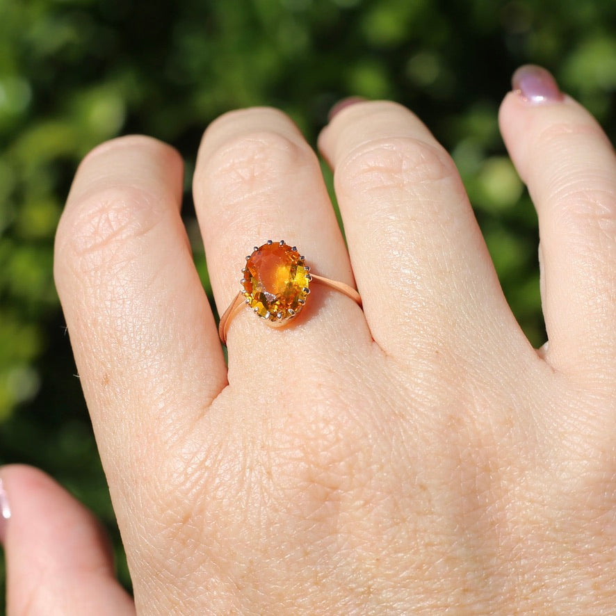 Early Australian Joseph Lawrence Oval Paste Ring, size R or 8.75