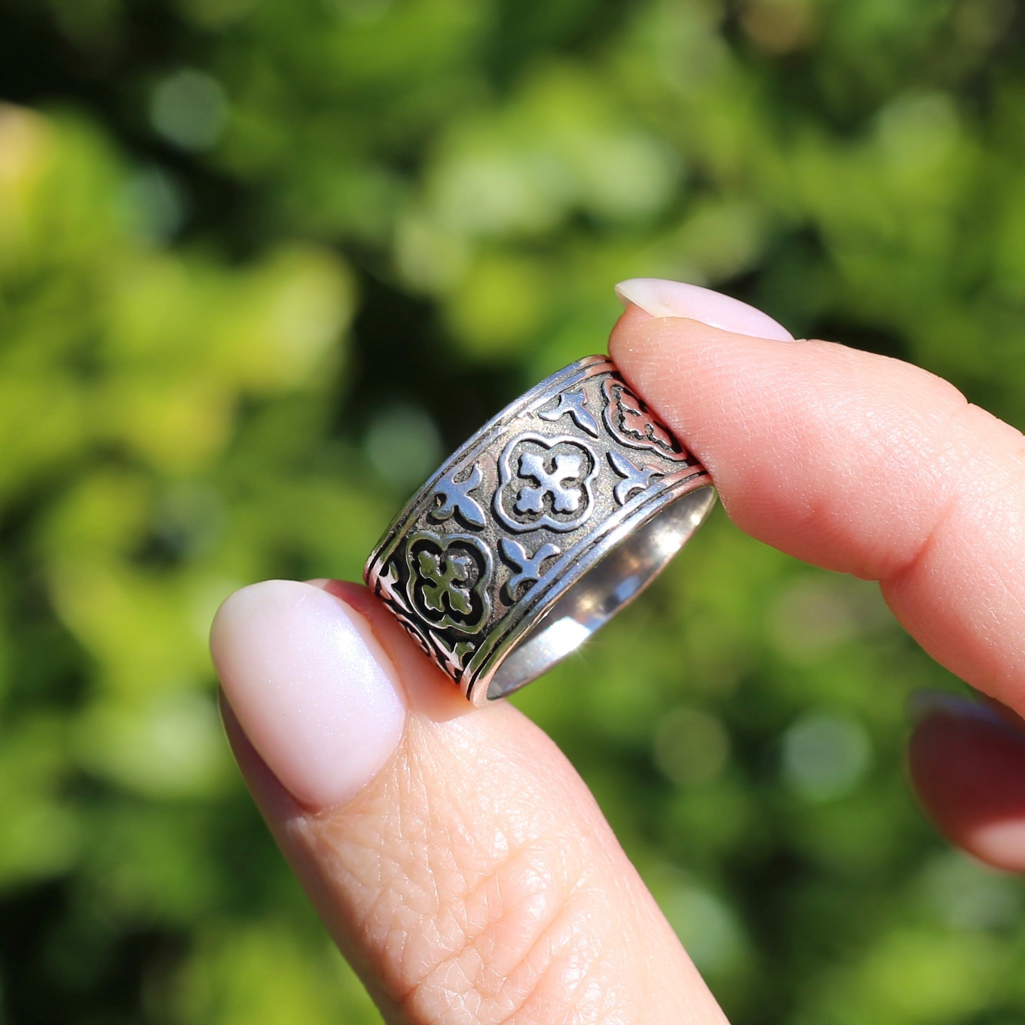 Vintage French Quote Silver Band Ring - Size 7.75 buy