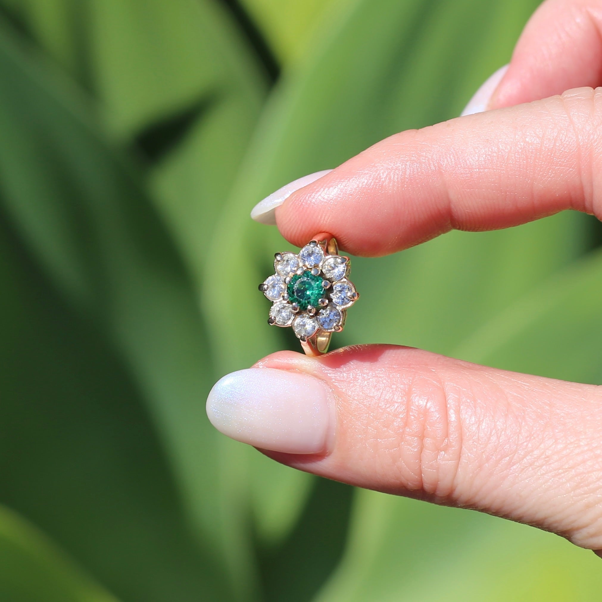 Green on sale flower ring