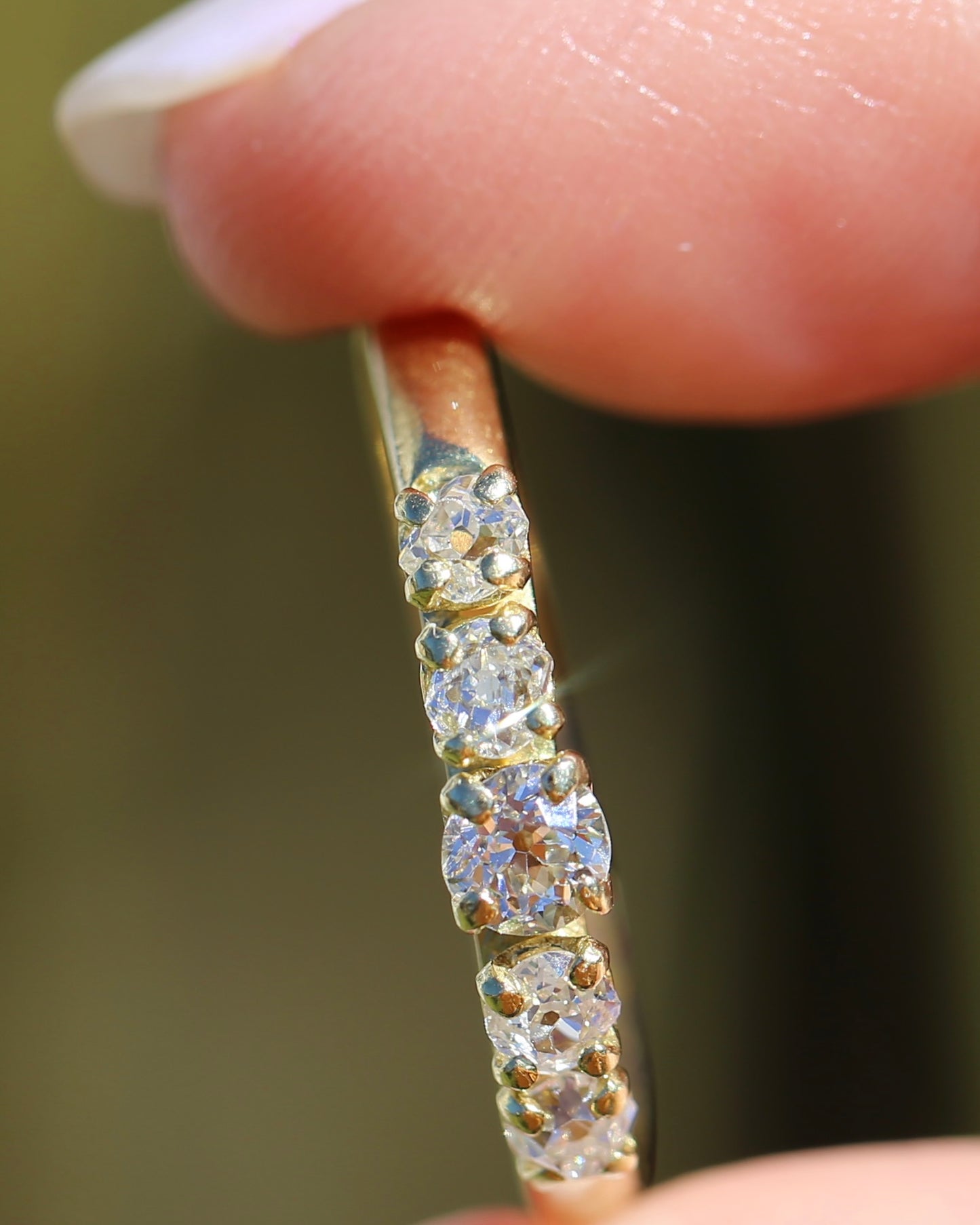 Five Stone Old Cut Diamond Ring approx 0.85ct, Claw Set, 18ct Yellow Gold, size T or 9.5