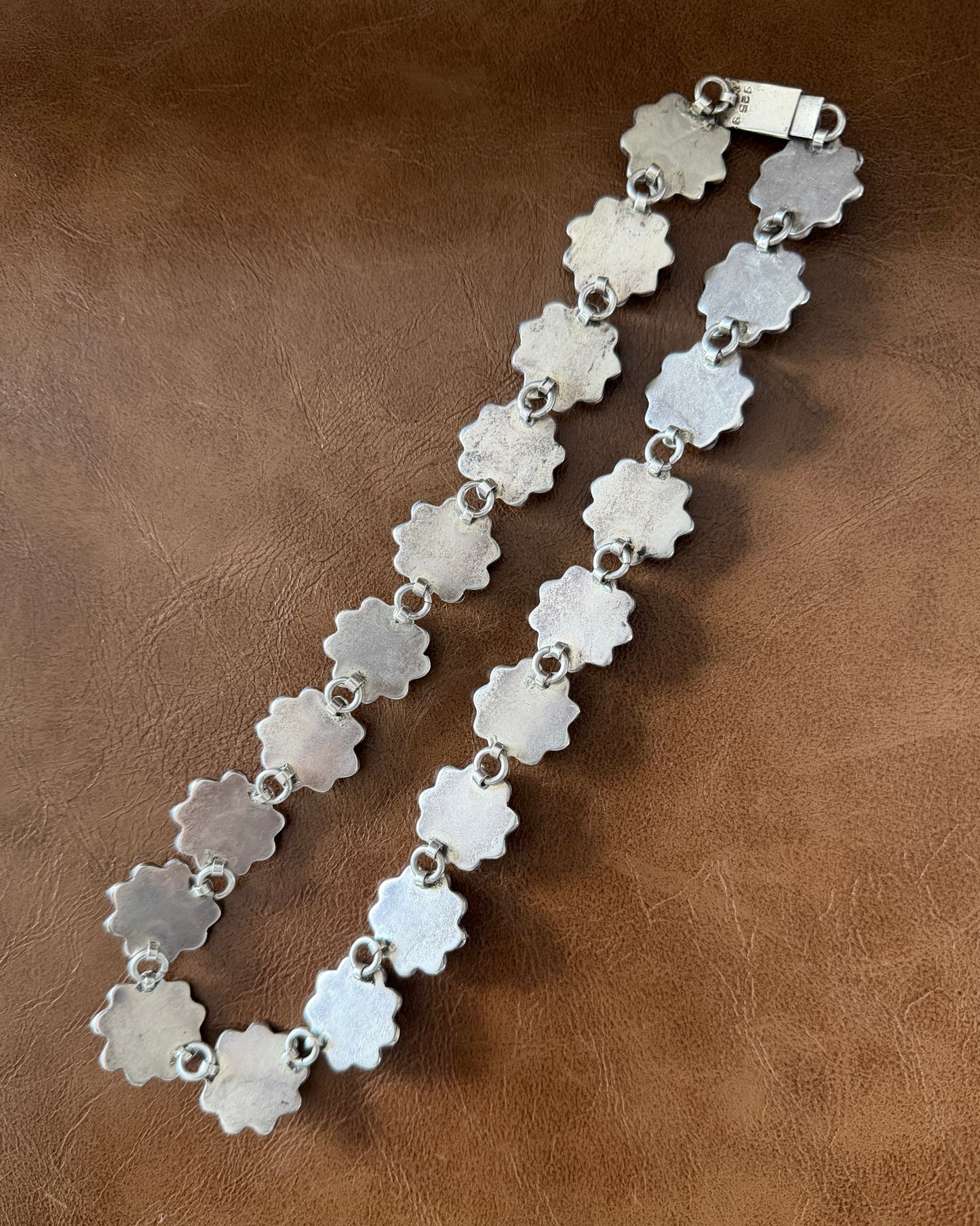 Chunky Vintage Mexican Silver Daisy/ Sunflower Necklace, Sterling Silver, 44cm or 17.25 inches, 98.52g